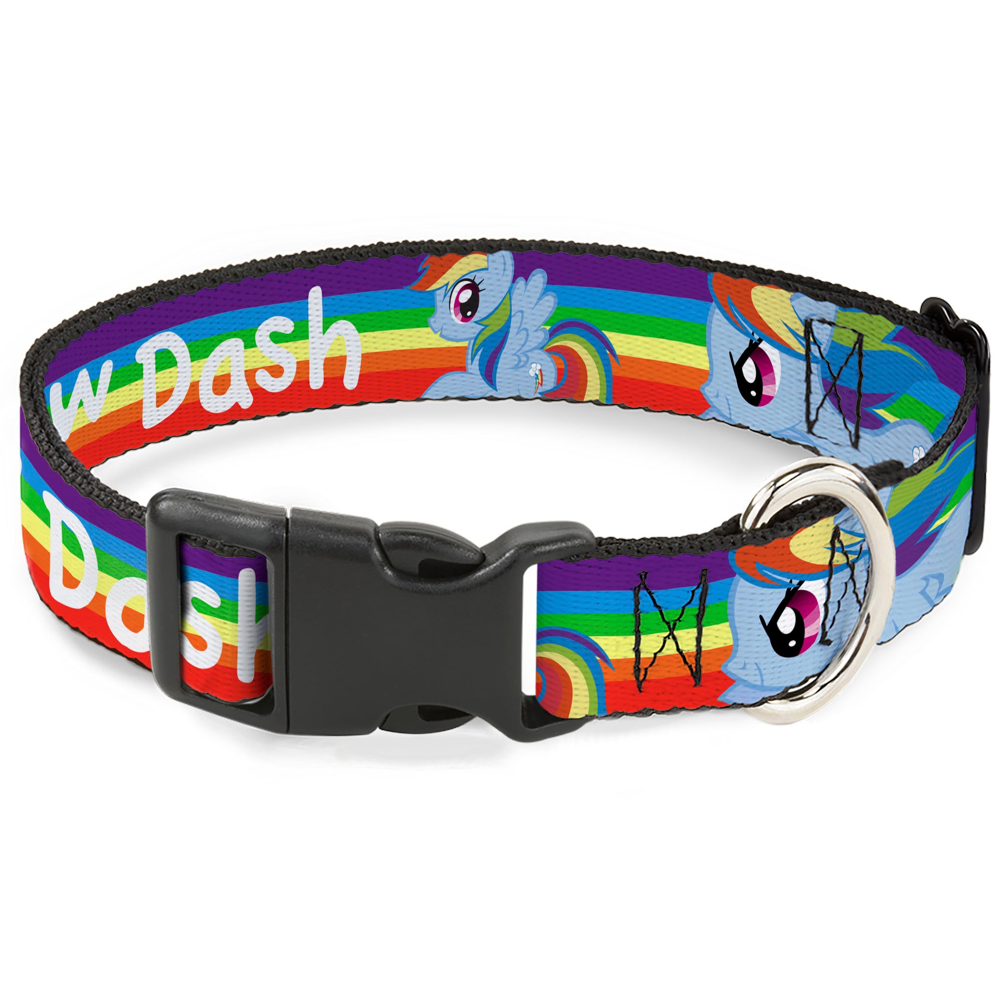 Plastic Clip Collar - RAINBOW DASH Text and Poses Rainbow Streak