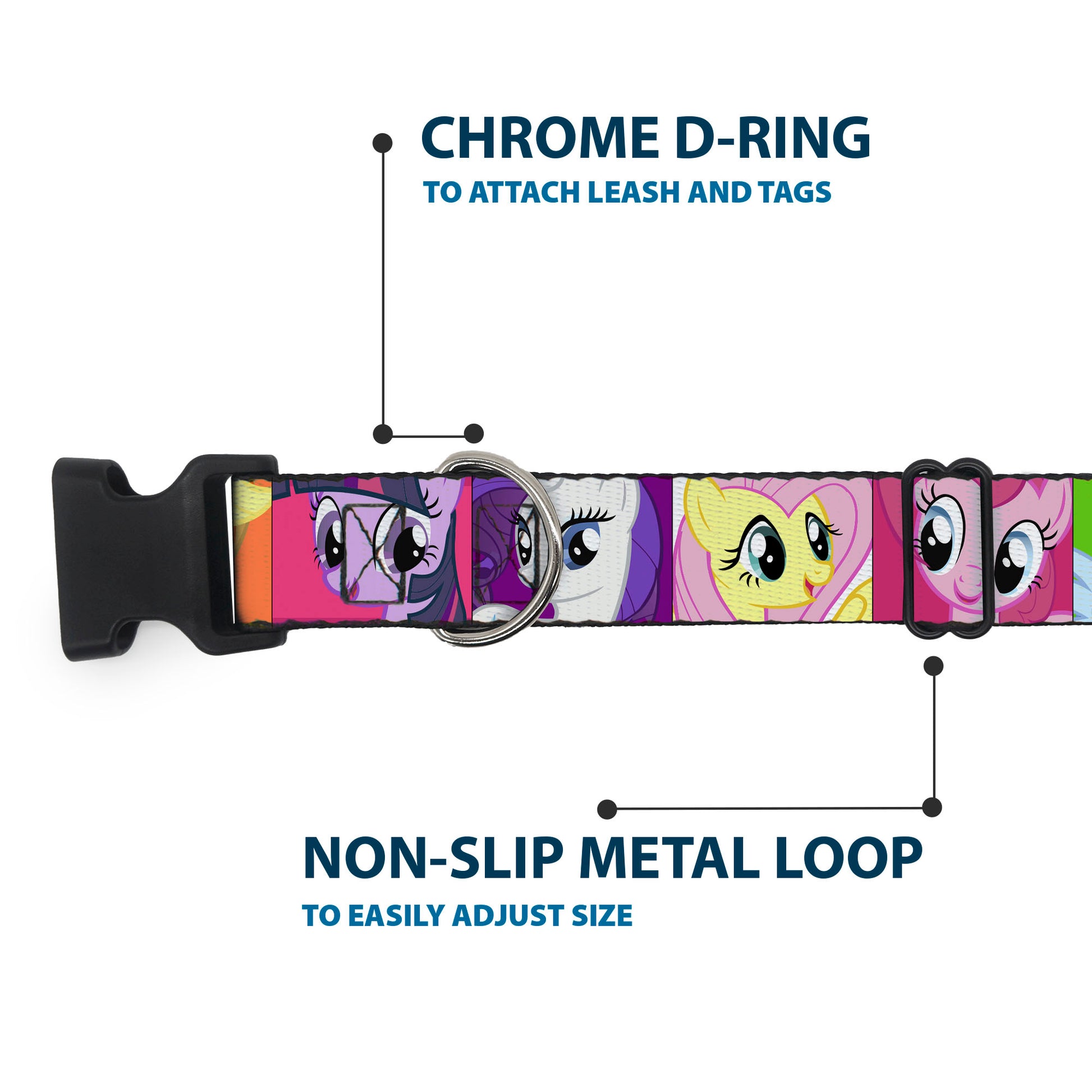 Plastic Clip Collar - My Little Pony Mane Six Ponies Expressions Blocks Multi Color Plastic Clip Collars My Little Pony