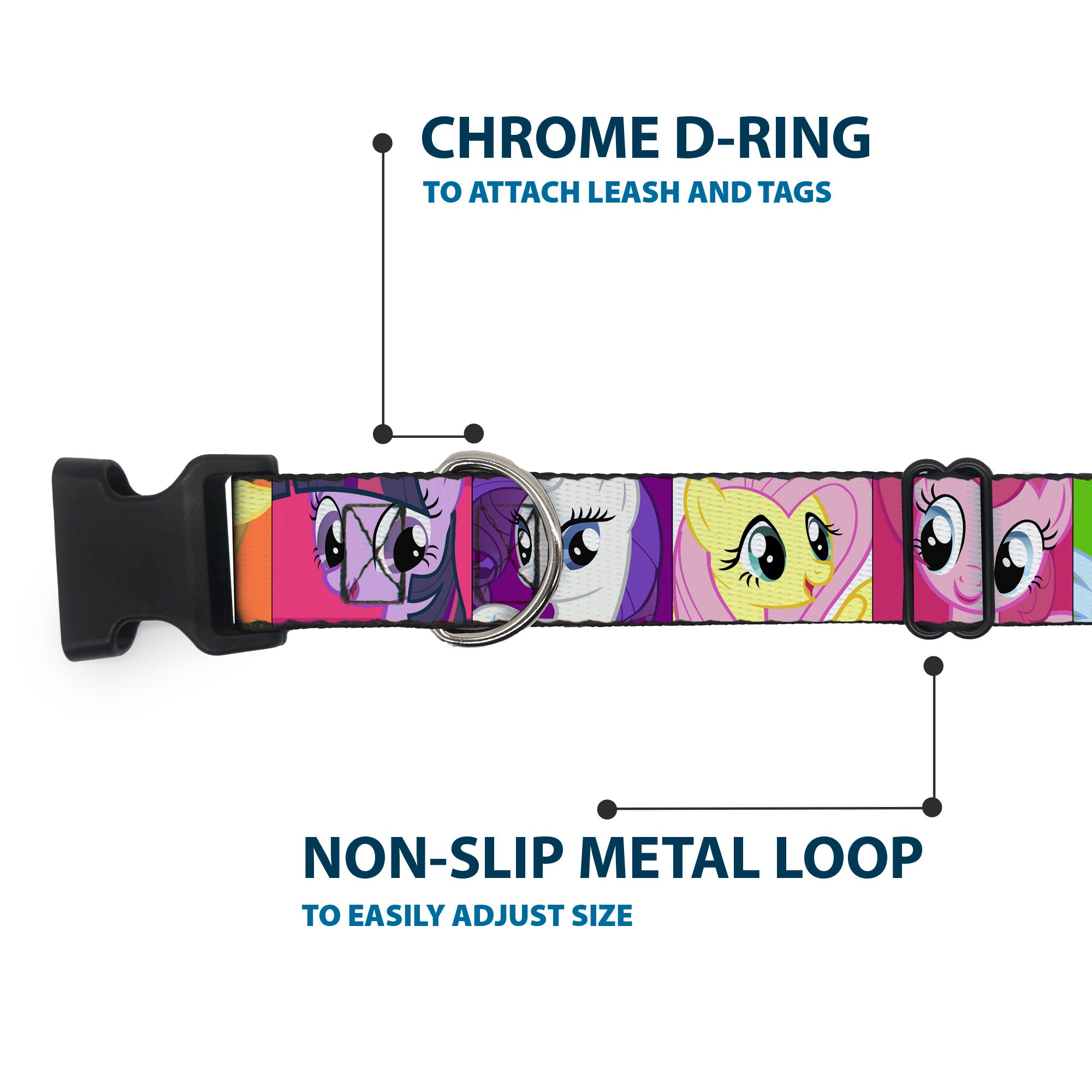 Plastic Clip Collar - My Little Pony Mane Six Ponies Expressions Blocks Multi Color Plastic Clip Collars My Little Pony