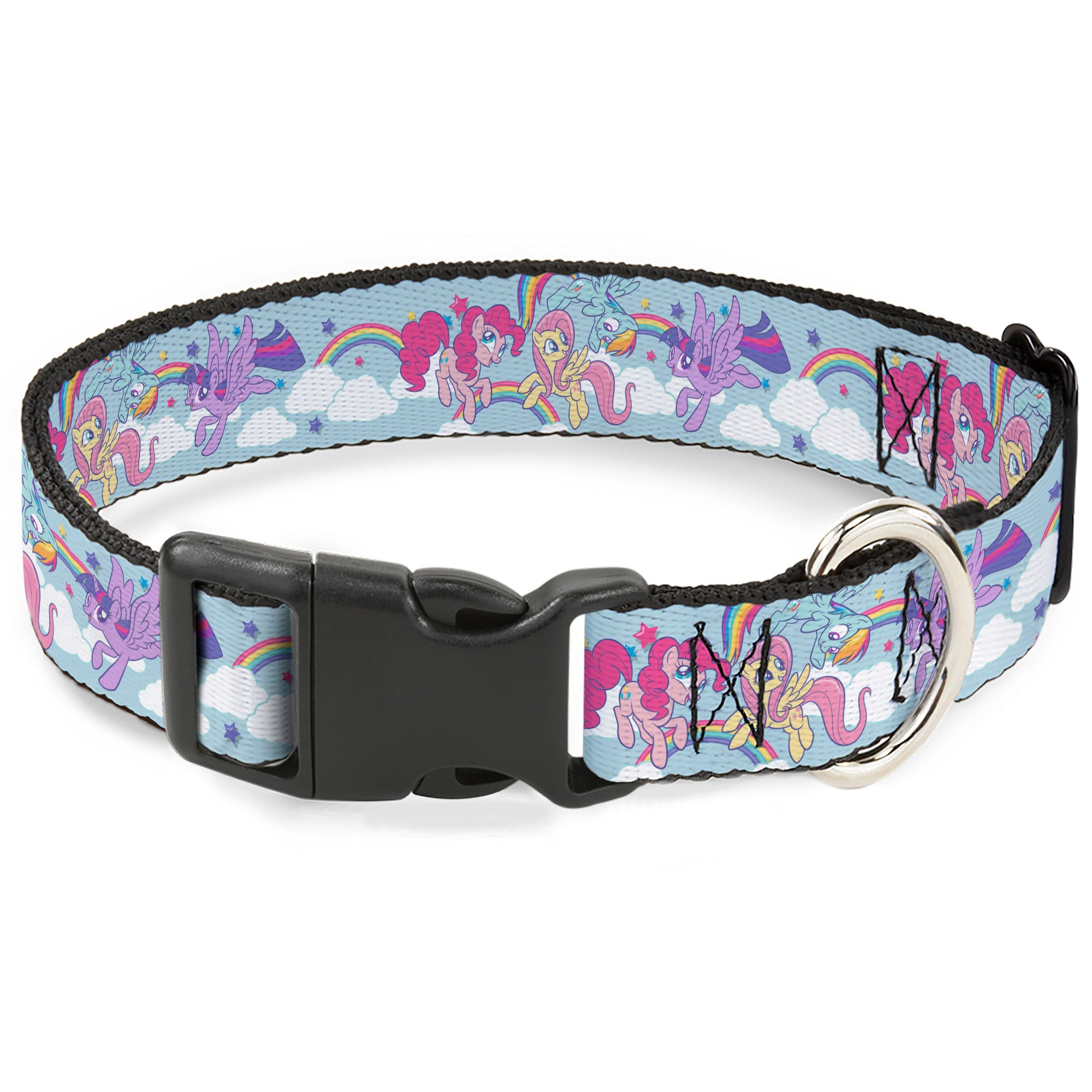 Plastic Clip Collar - My Little Pony Four Ponies and Rainbows Multi Pastel Plastic Clip Collars My Little Pony