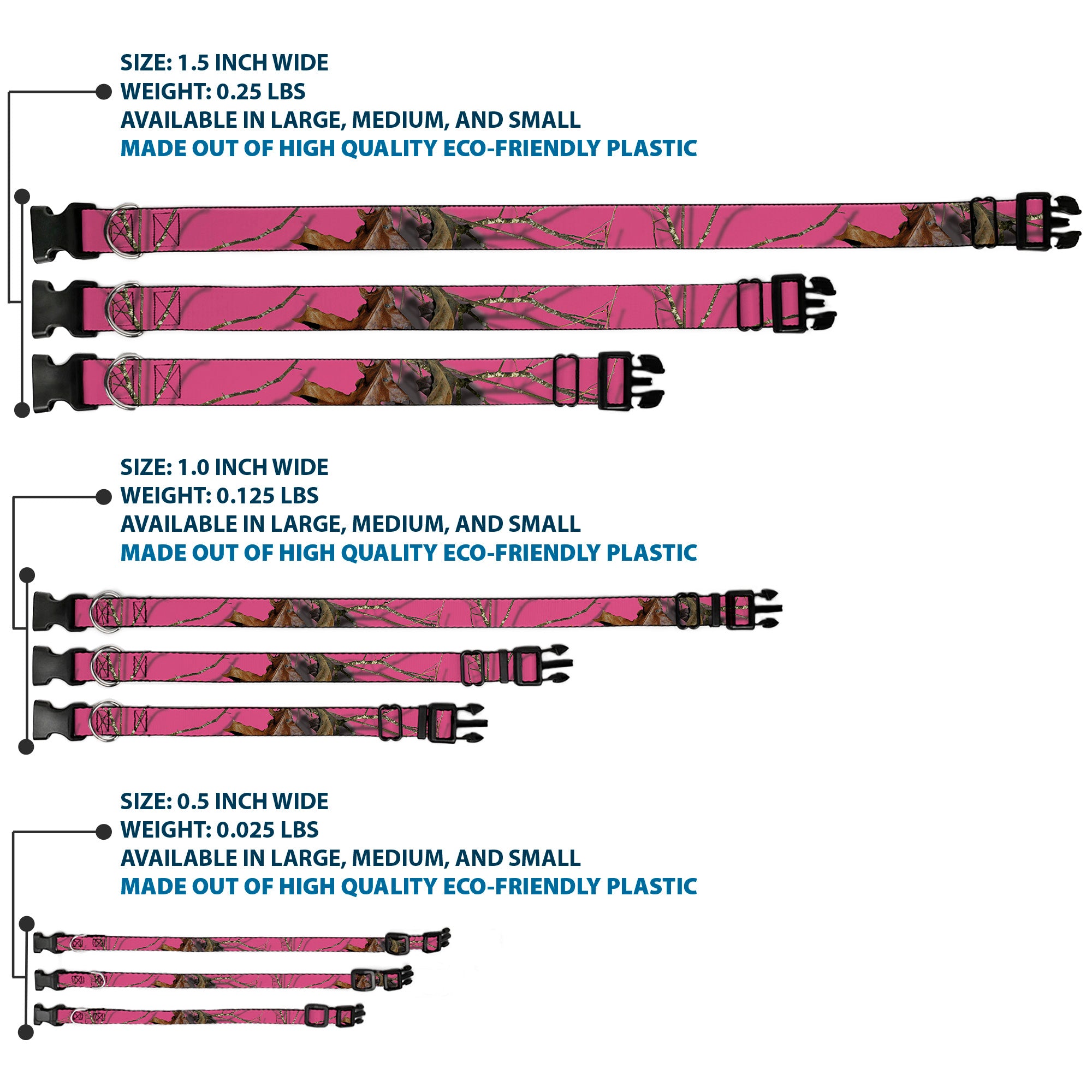 Plastic Clip Collar - Mossy Oak Country Roots Camo Fuchsia Plastic Clip Collars Mossy Oak
