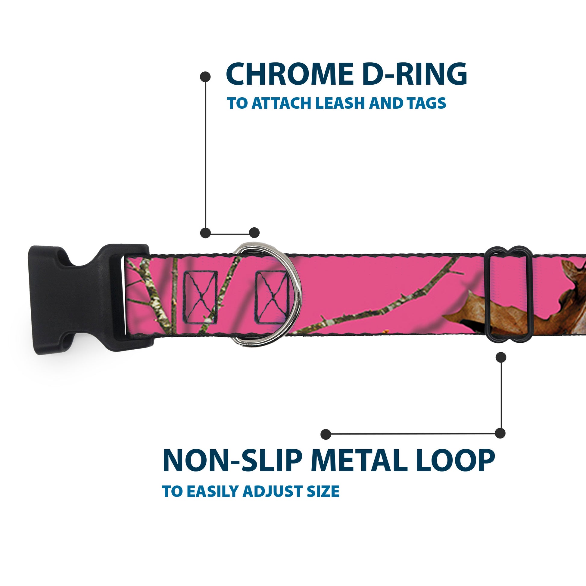 Plastic Clip Collar - Mossy Oak Country Roots Camo Fuchsia Plastic Clip Collars Mossy Oak