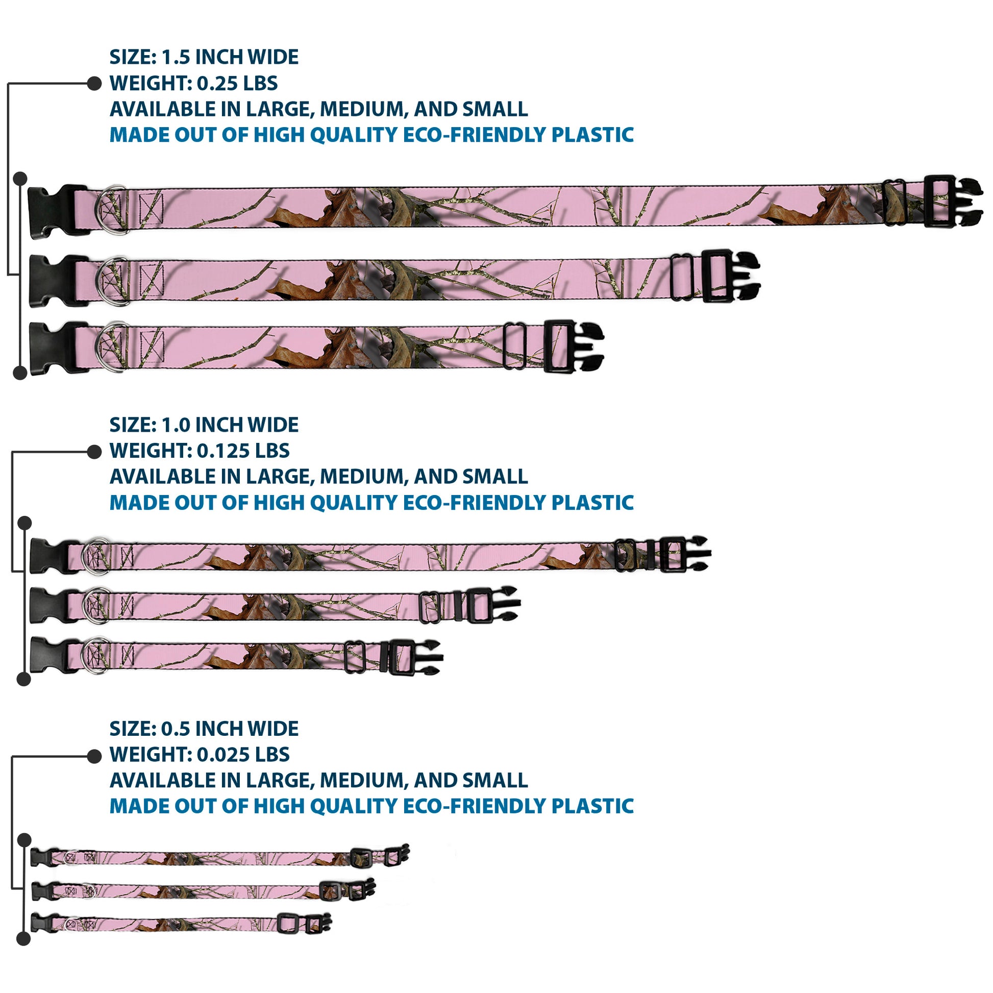 Plastic Clip Collar - Mossy Oak Country Roots Camo Baby Pink Plastic Clip Collars Mossy Oak