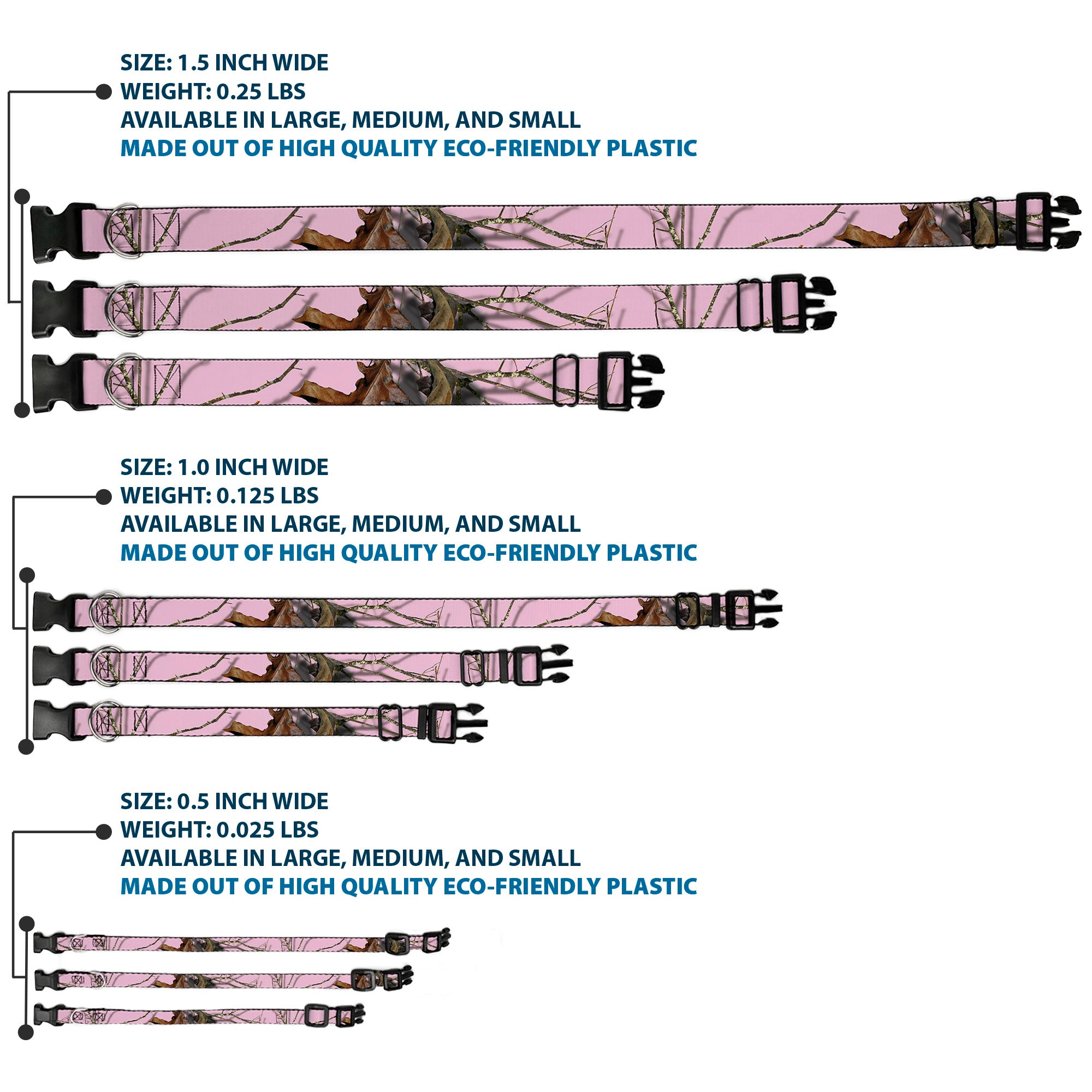 Plastic Clip Collar - Mossy Oak Country Roots Camo Baby Pink Plastic Clip Collars Mossy Oak