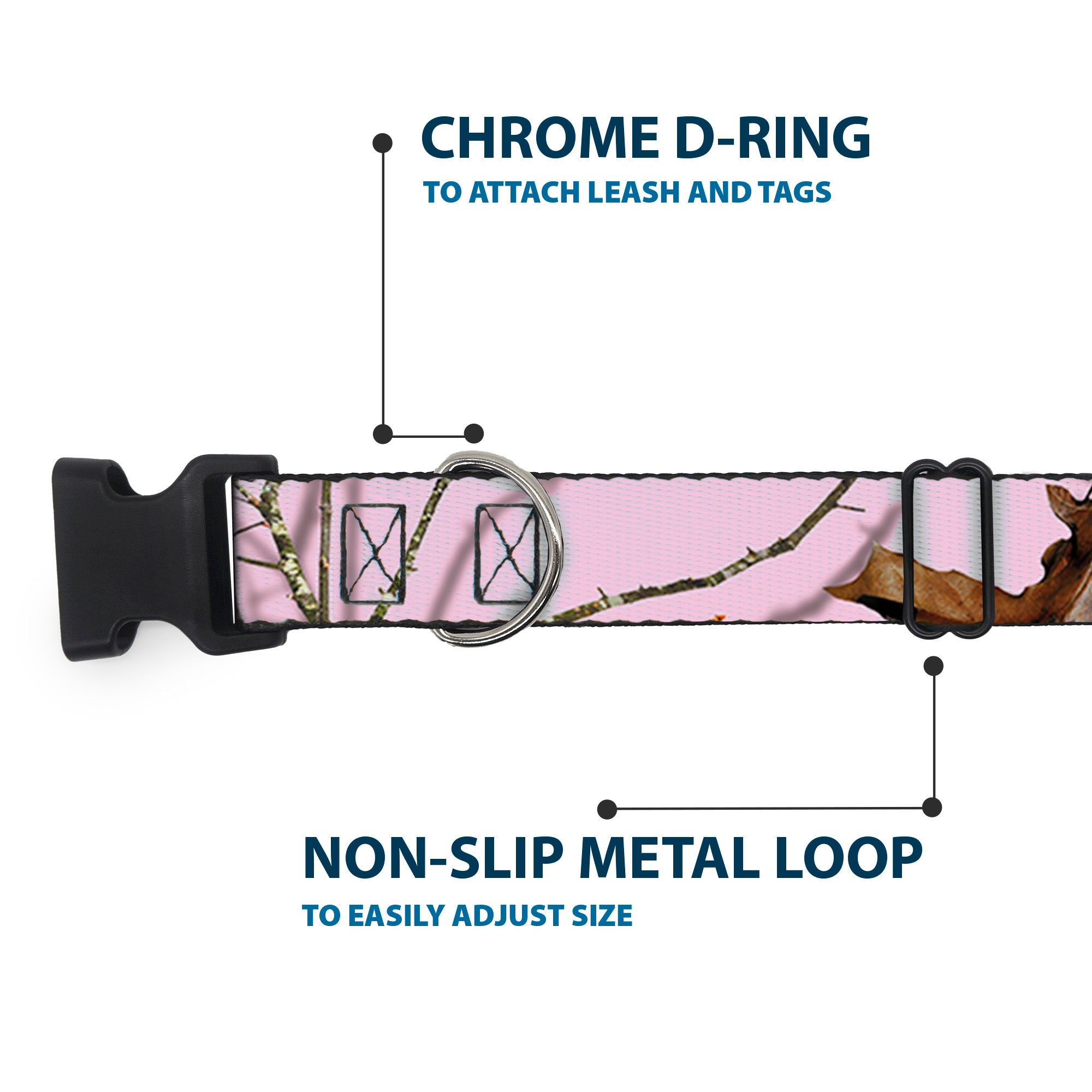 Plastic Clip Collar - Mossy Oak Country Roots Camo Baby Pink Plastic Clip Collars Mossy Oak