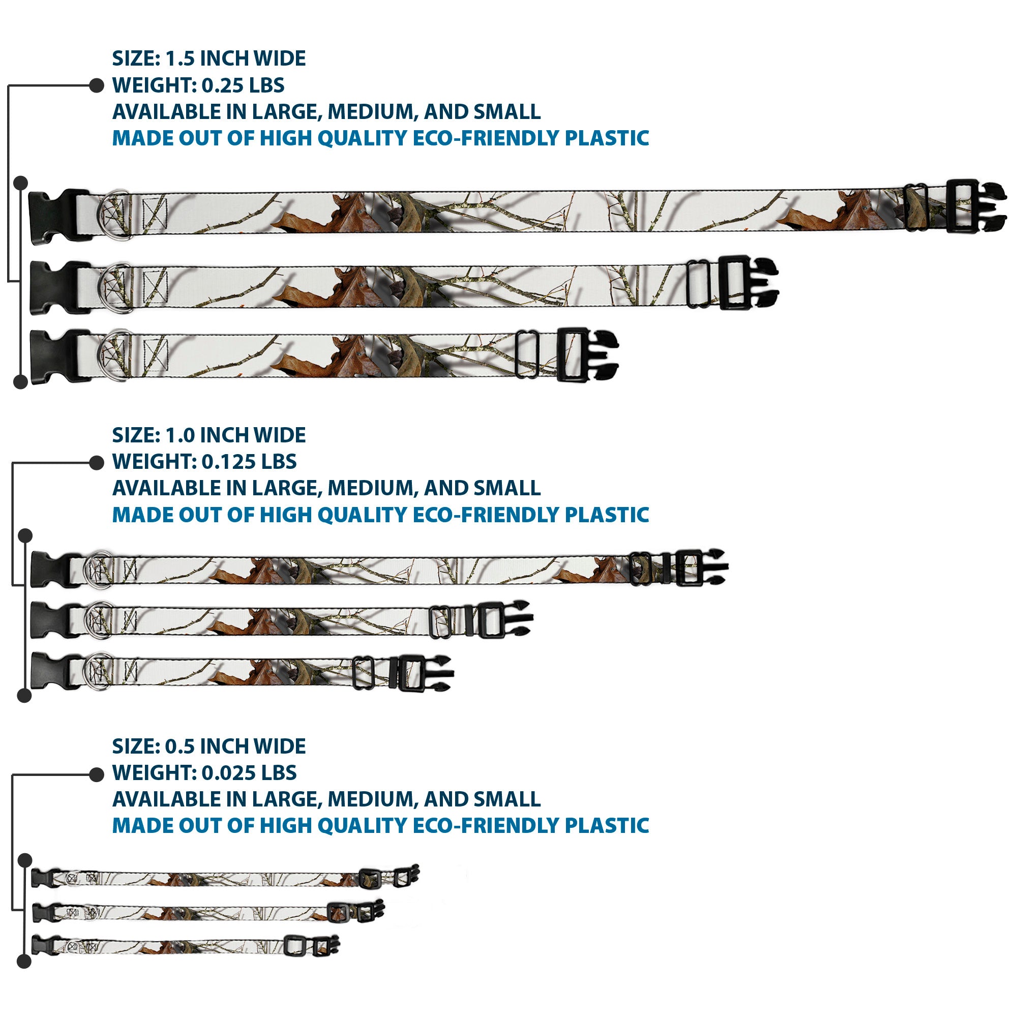 Plastic Clip Collar - Mossy Oak Country Roots Snowdrift Camo White Plastic Clip Collars Mossy Oak