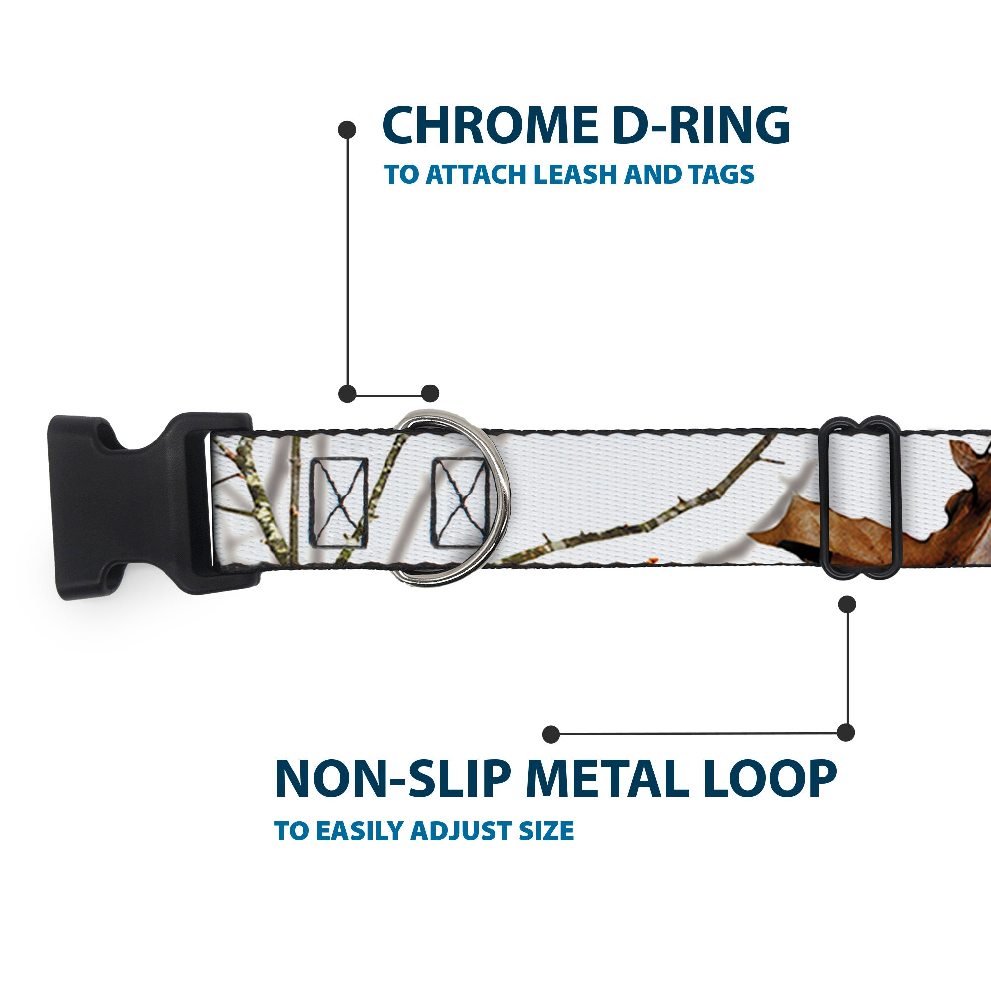 Plastic Clip Collar - Mossy Oak Country Roots Snowdrift Camo White Plastic Clip Collars Mossy Oak
