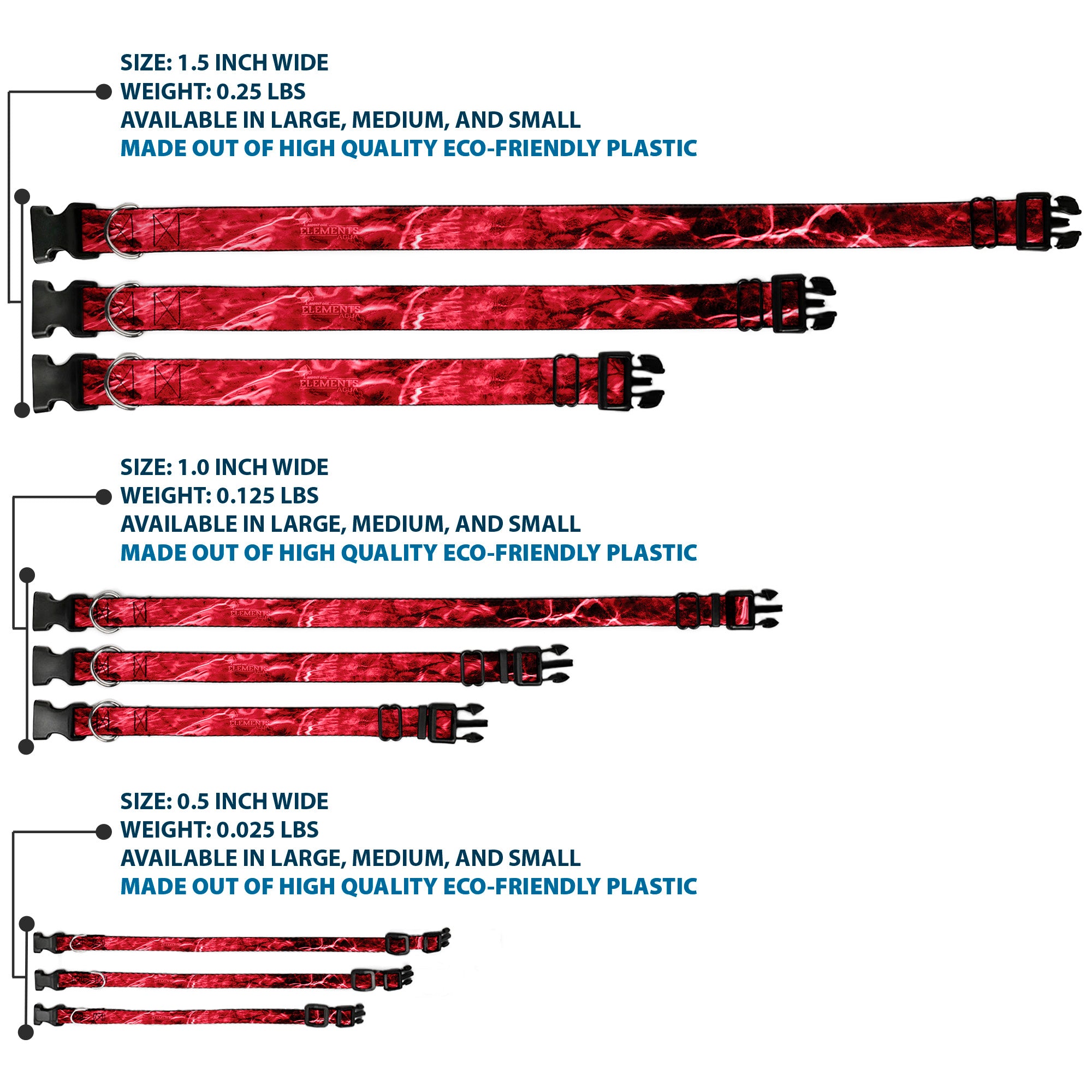 Plastic Clip Collar - Mossy Oak Elements Crimson Agua Camo Red Plastic Clip Collars Mossy Oak