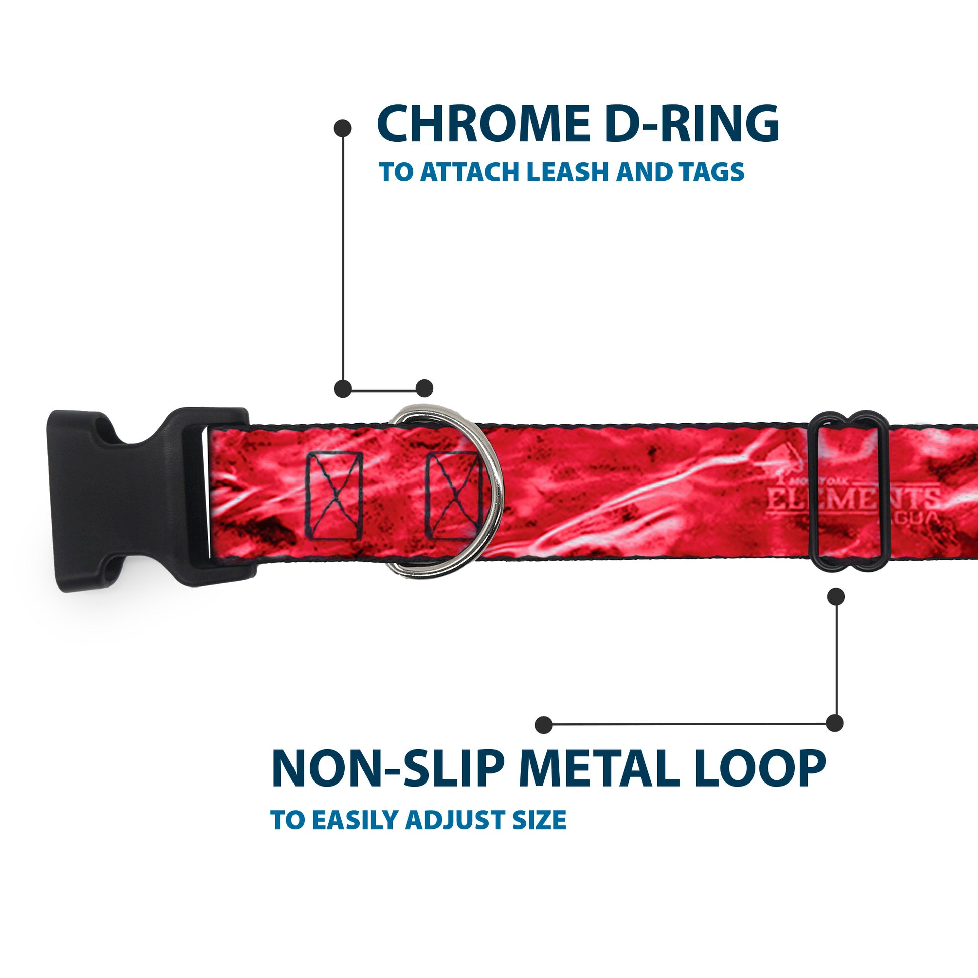 Plastic Clip Collar - Mossy Oak Elements Crimson Agua Camo Red Plastic Clip Collars Mossy Oak