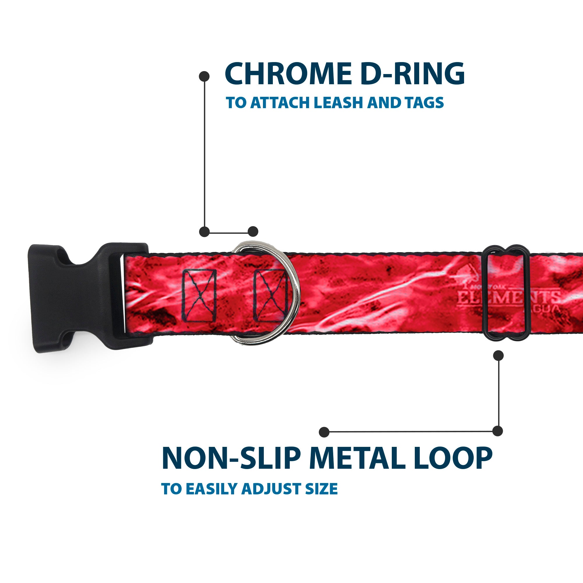 Plastic Clip Collar - Mossy Oak Elements Crimson Agua Camo Red Plastic Clip Collars Mossy Oak