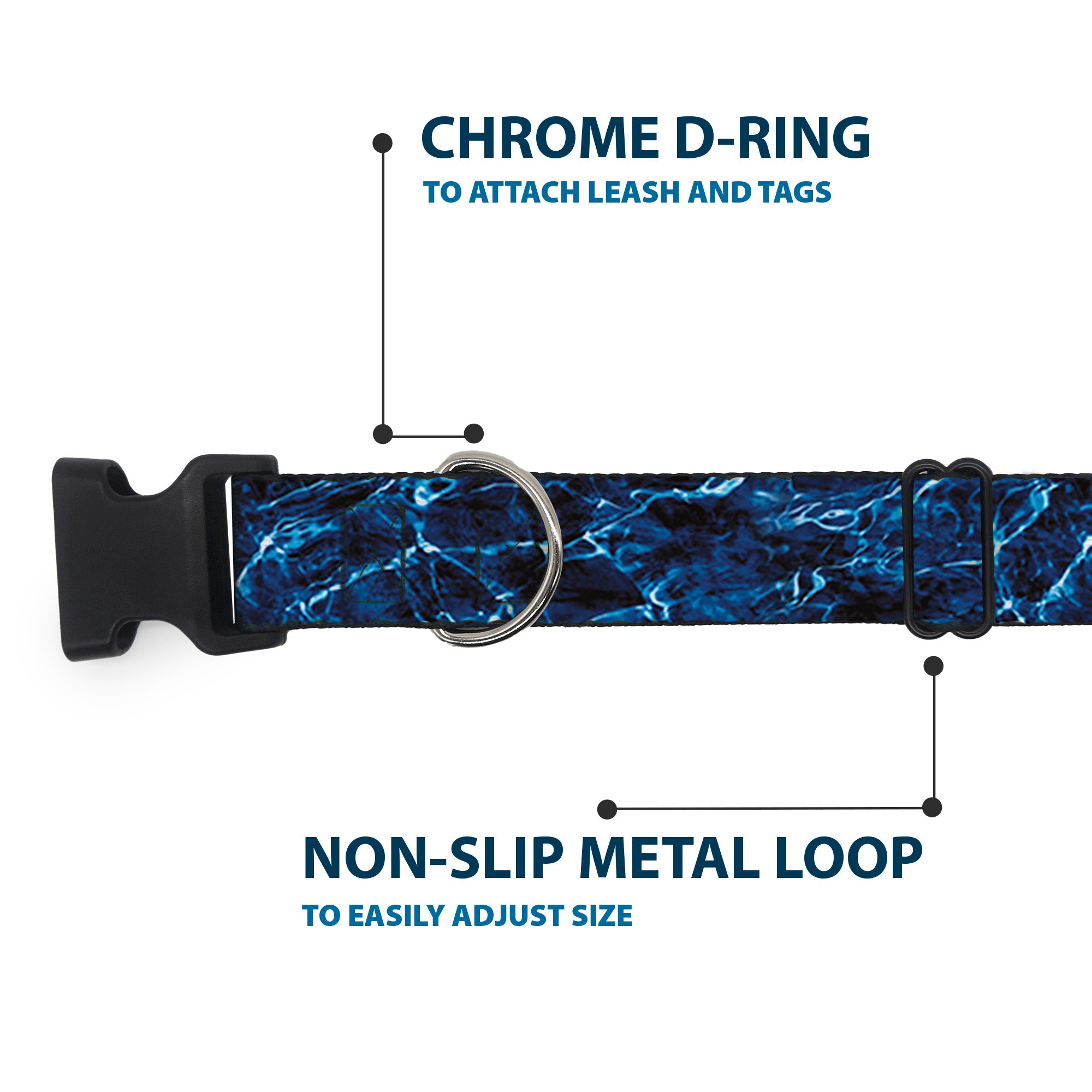 Plastic Clip Collar - Mossy Oak Elements Marlin Agua Camo Blue Plastic Clip Collars Mossy Oak