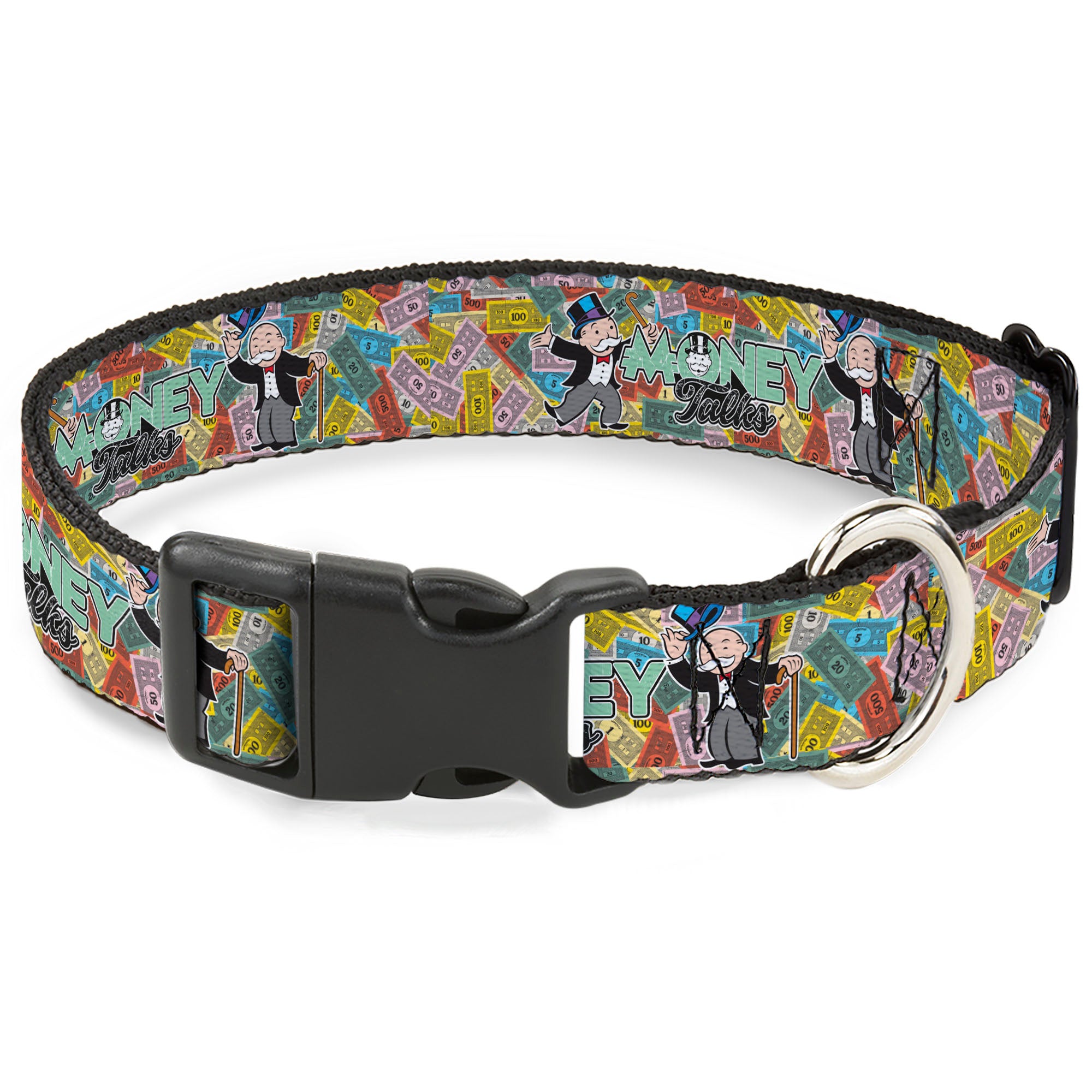 Plastic Clip Collar - Mr. Monopoly MONEY TALKS Poses Multi Color Plastic Clip Collars Monopoly