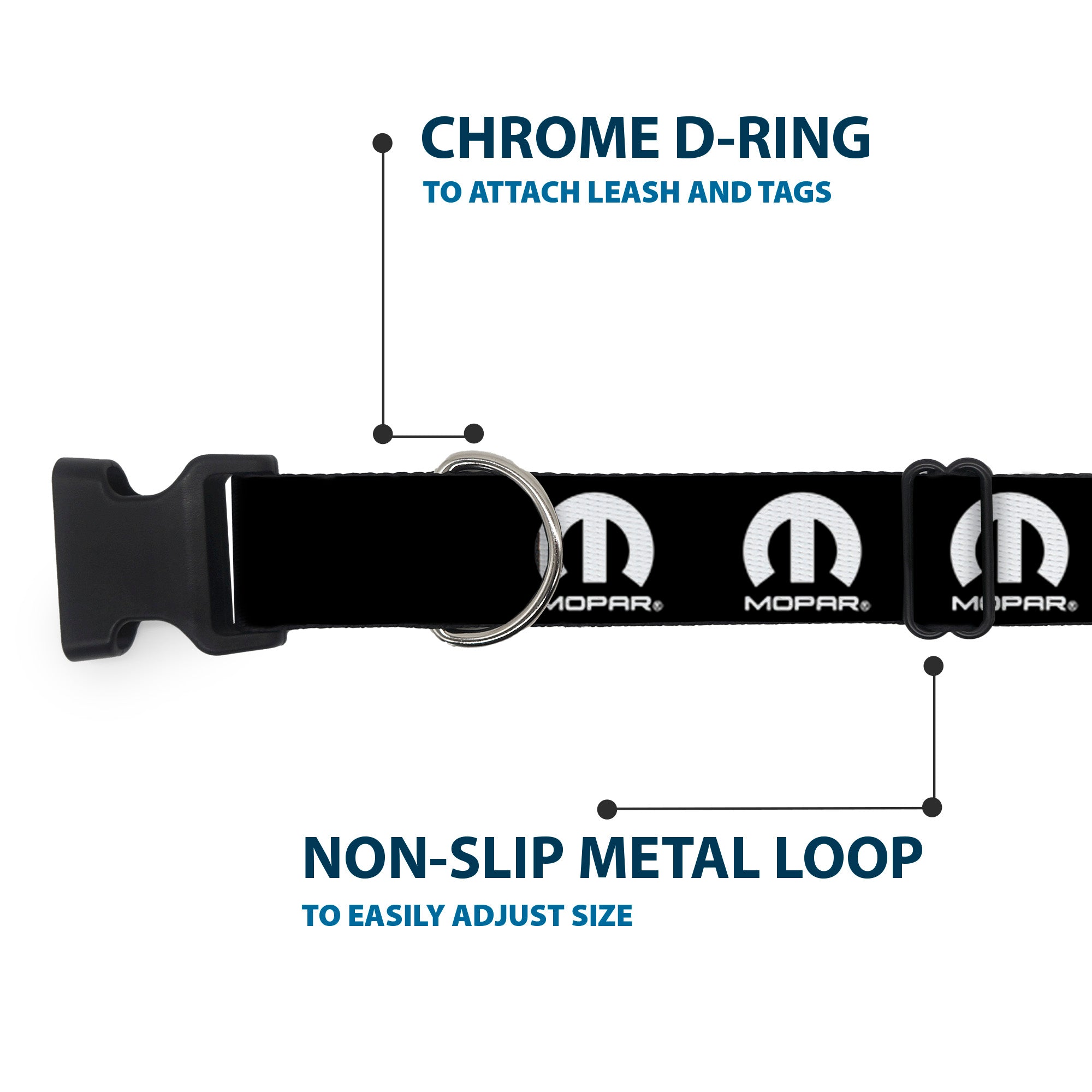 Plastic Clip Collar - MOPAR Logo Repeat Black/White Plastic Clip Collars Mopar