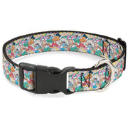 Plastic Clip Collar - Nick 90's Rewind 8-Character Mash Up Collage White Plastic Clip Collars Nick 90s