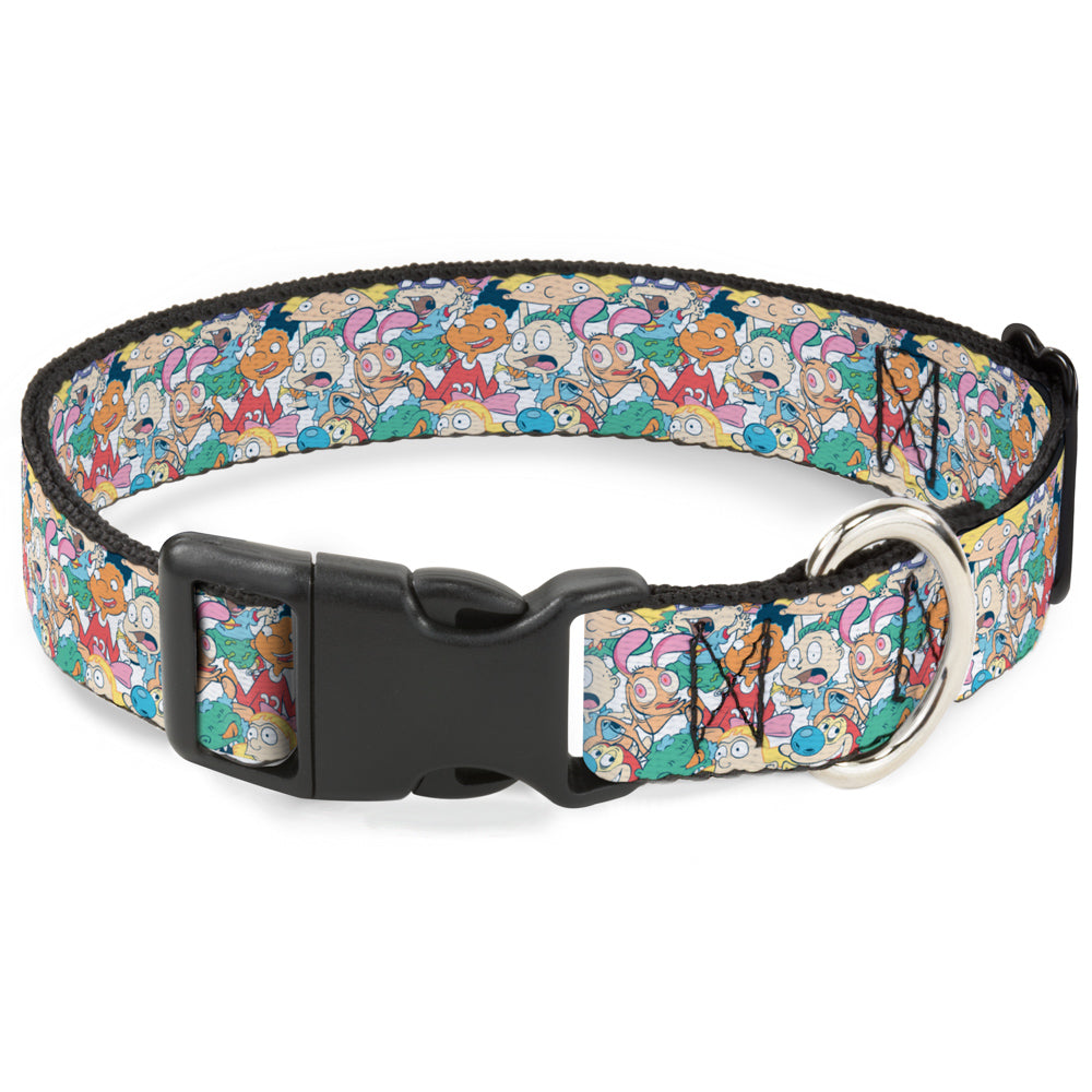 Plastic Clip Collar - Nick 90's Rewind 8-Character Mash Up Collage White Plastic Clip Collars Nick 90s