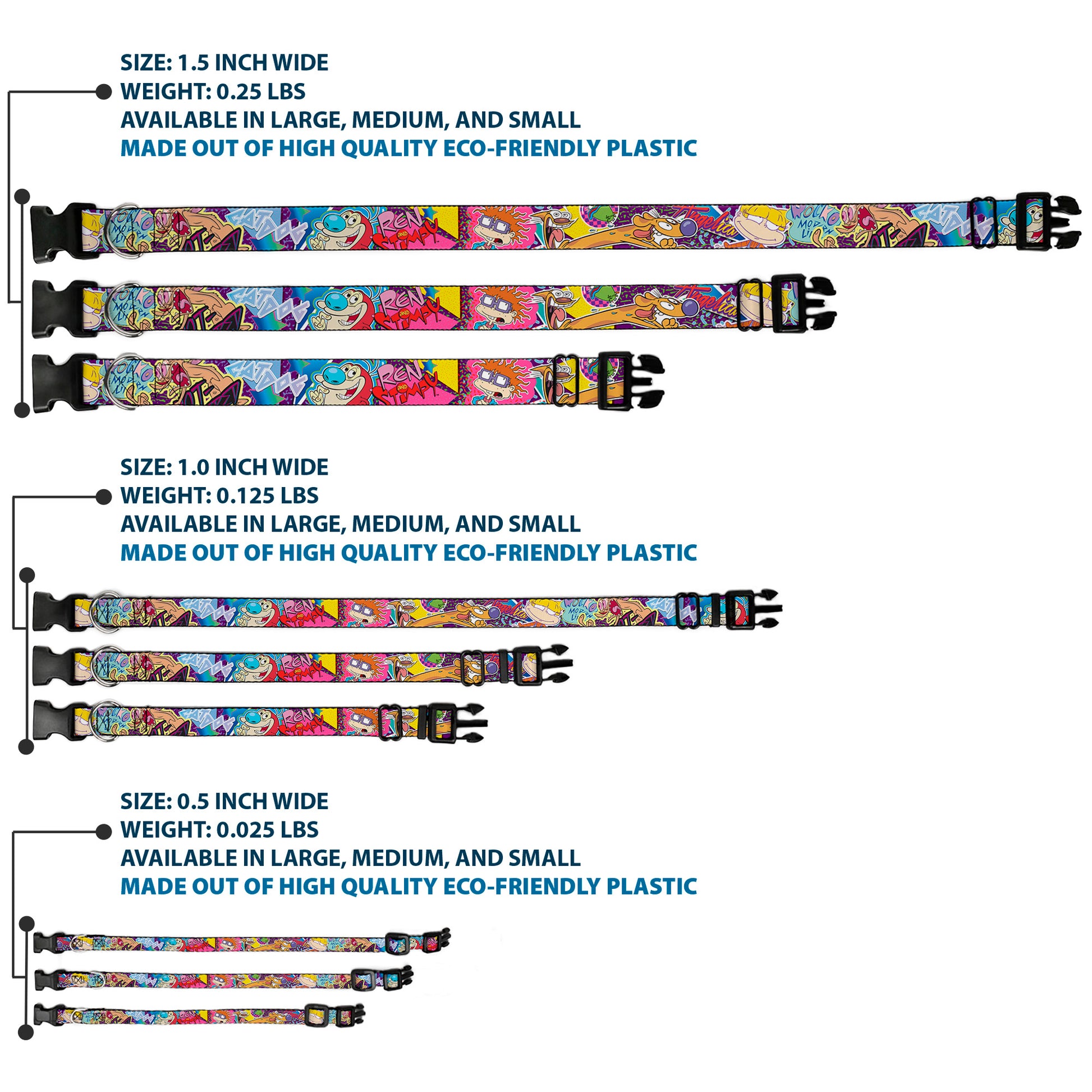 Plastic Clip Collar - Nick 90's Rewind 7-Character/4-Logo Collage Plastic Clip Collars Nick 90s