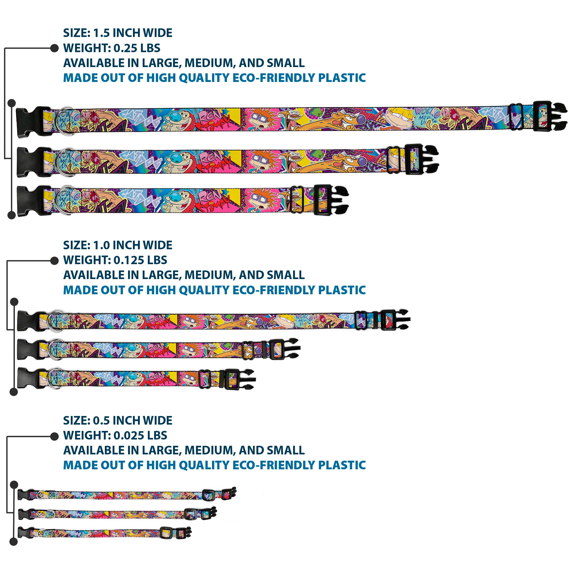 Plastic Clip Collar - Nick 90's Rewind 7-Character/4-Logo Collage Plastic Clip Collars Nick 90s