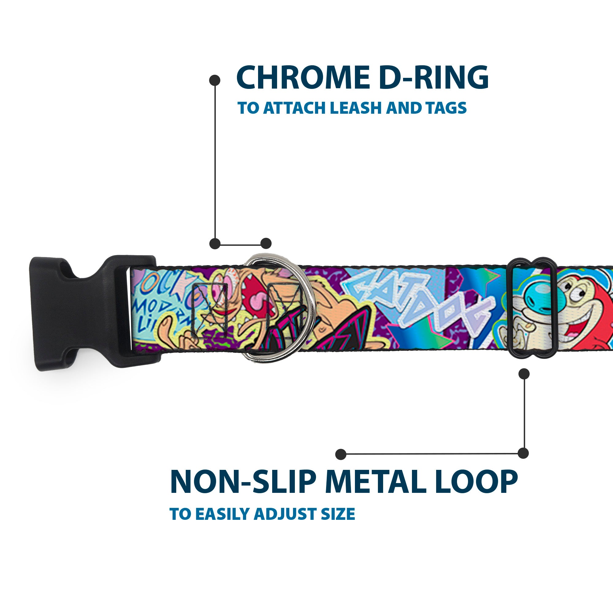 Plastic Clip Collar - Nick 90's Rewind 7-Character/4-Logo Collage Plastic Clip Collars Nick 90s