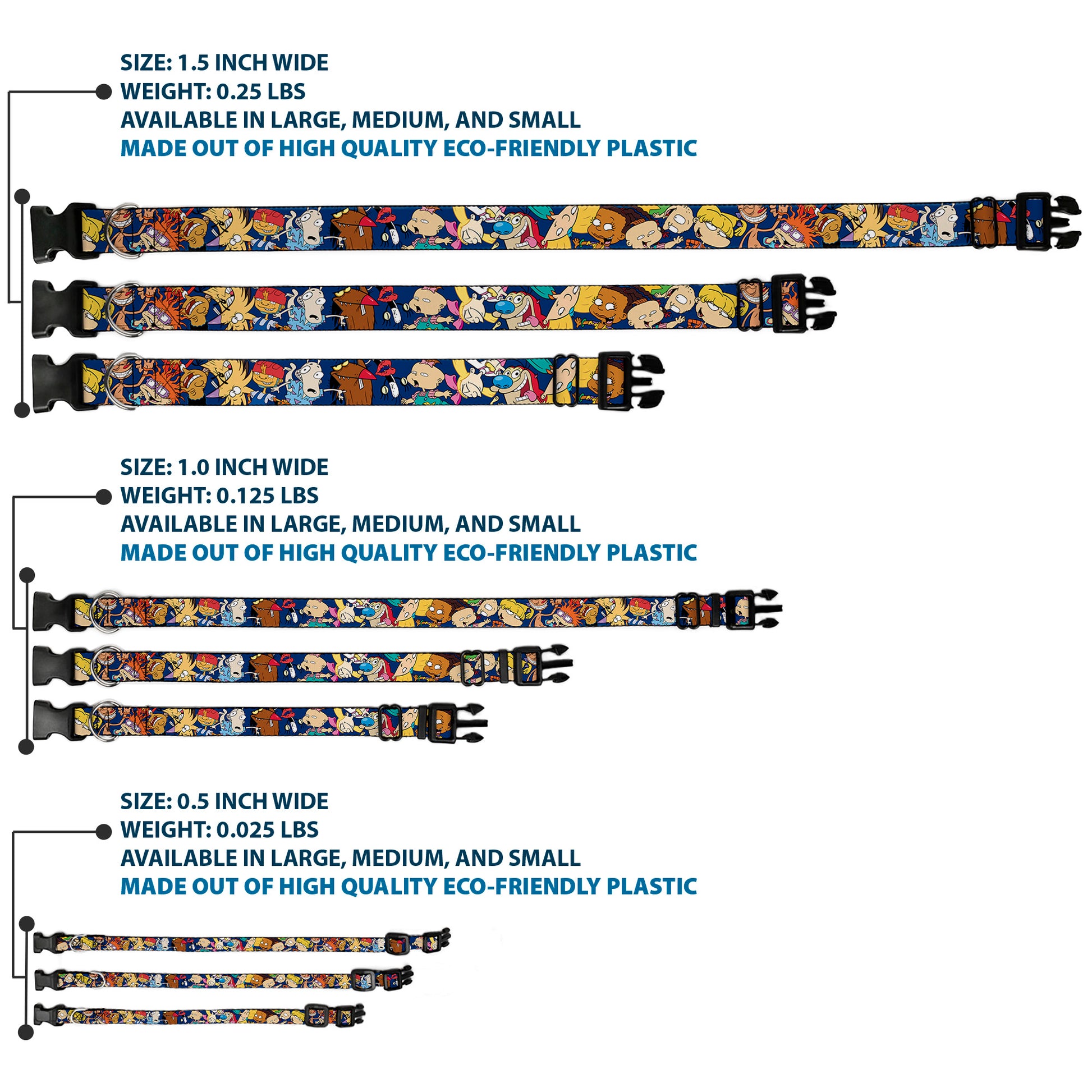 Plastic Clip Collar - Nick 90's Rewind 16-Character Poses Navy Blue Plastic Clip Collars Nick 90s