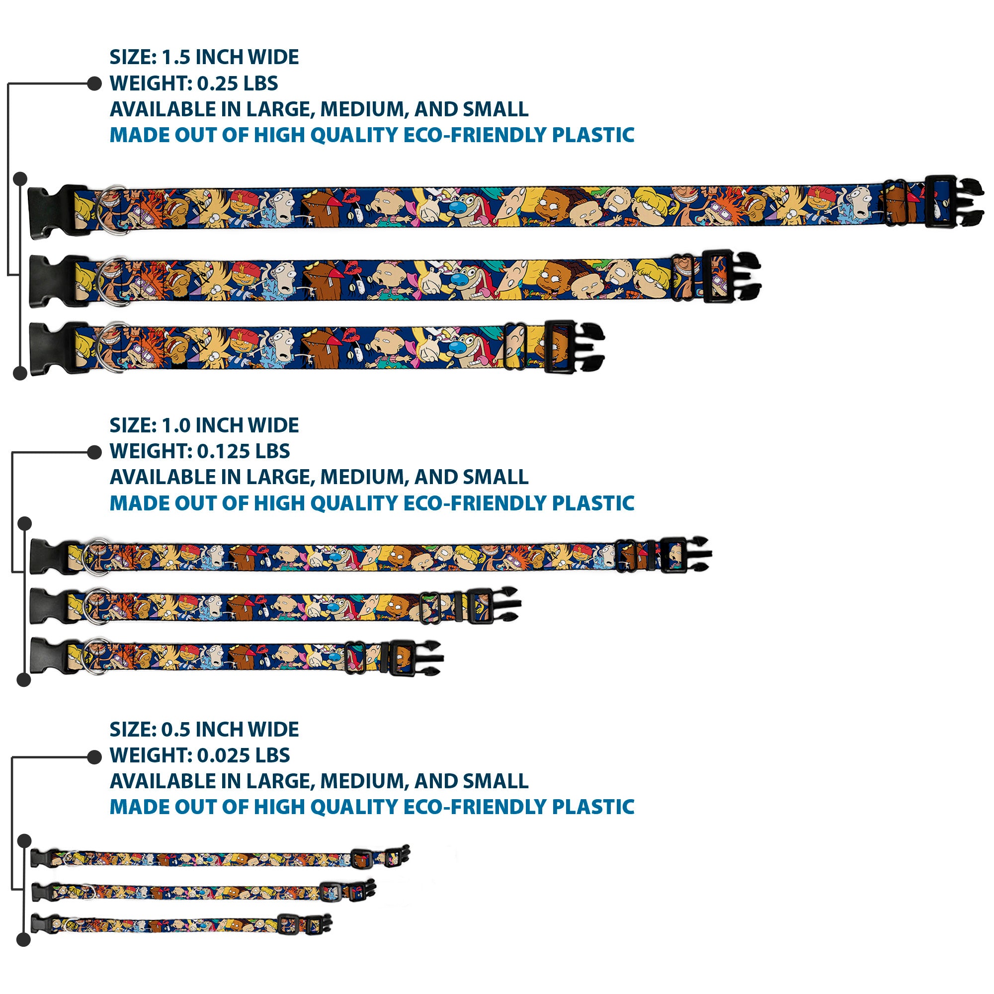 Plastic Clip Collar - Nick 90's Rewind 16-Character Poses Navy Blue Plastic Clip Collars Nick 90s