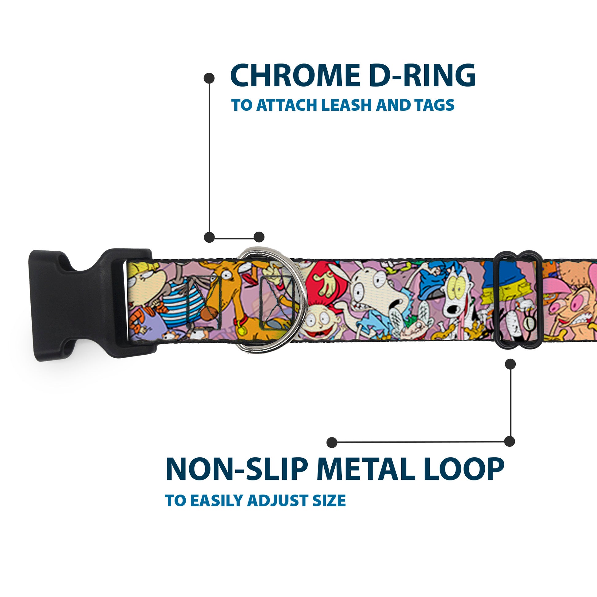 Plastic Clip Collar - Nick 90's Rewind Character Mash Up Collage2 Pinks Plastic Clip Collars Nick 90s