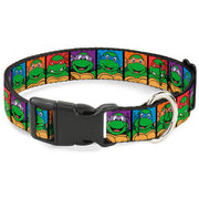 Plastic Clip Collar - Classic Teenage Mutant Ninja Turtles Face Blocks Black/Multi Color Plastic Clip Collars Teenage Mutant Ninja Turtles