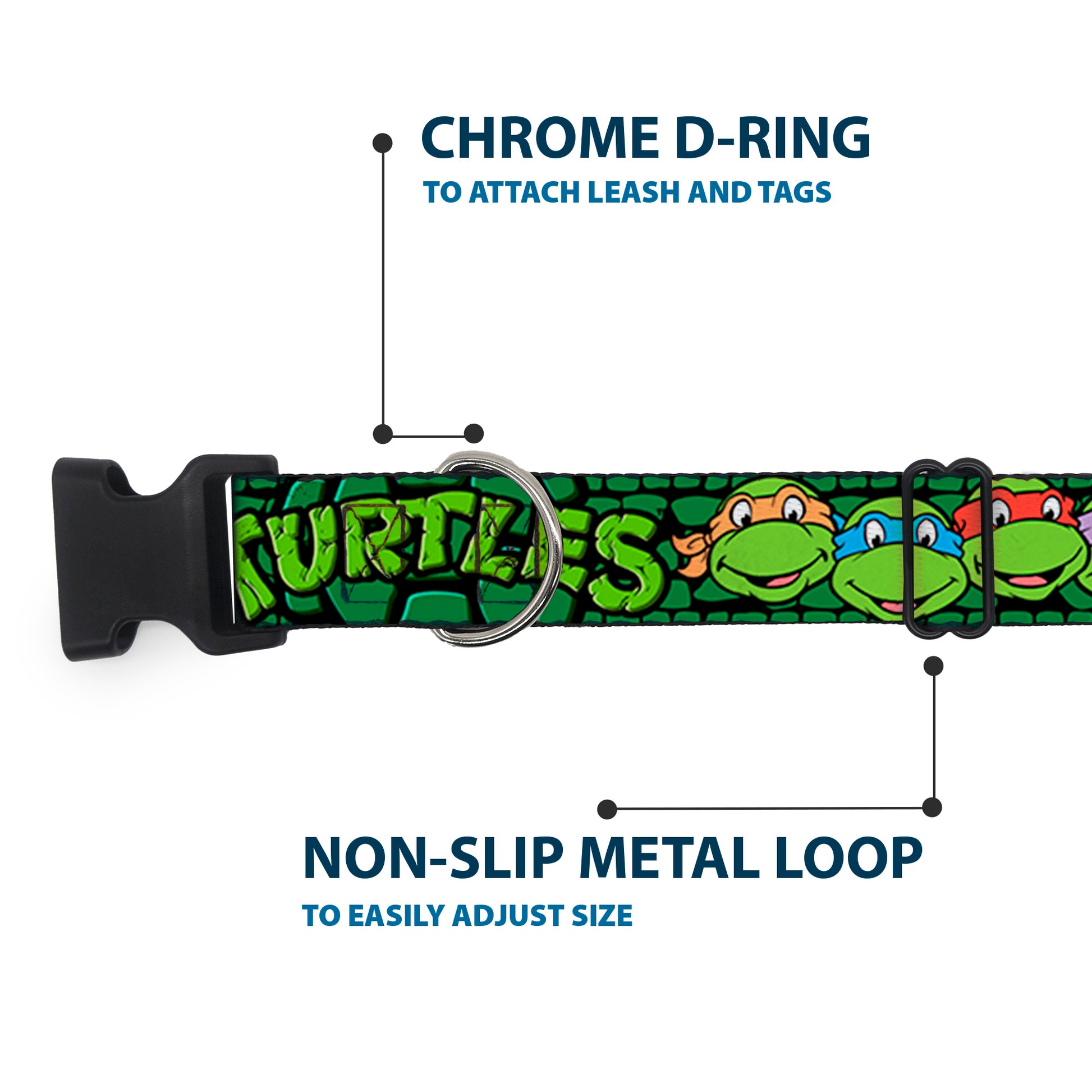 Plastic Clip Collar - Classic Teenage Mutant Ninja Turtles Group Faces/TURTLES Turtle Shell Black/Green Plastic Clip Collars Teenage Mutant Ninja Turtles