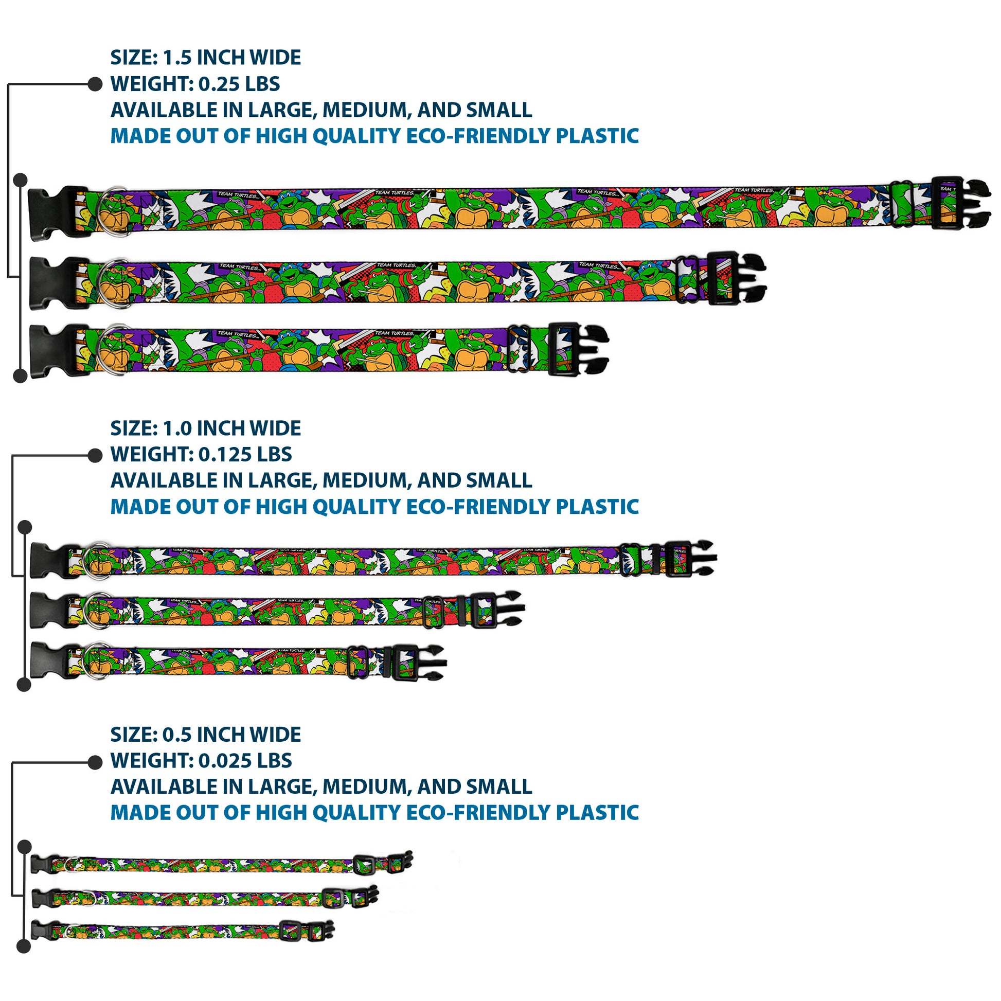 Plastic Clip Collar - Classic Teenage Mutant Ninja Turtles Action Poses/TEAM TURTLES Plastic Clip Collars Teenage Mutant Ninja Turtles