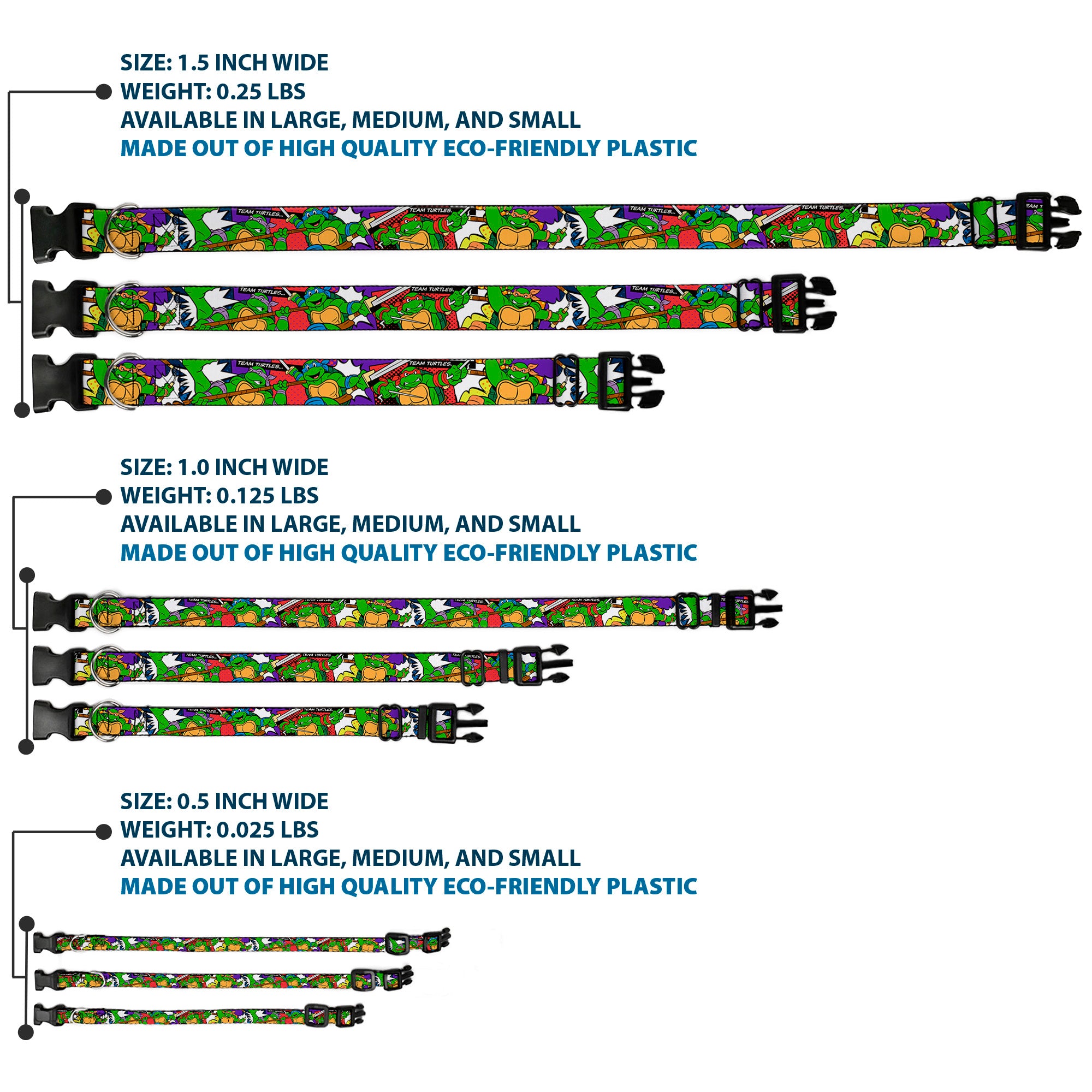 Plastic Clip Collar - Classic Teenage Mutant Ninja Turtles Action Poses/TEAM TURTLES Plastic Clip Collars Teenage Mutant Ninja Turtles