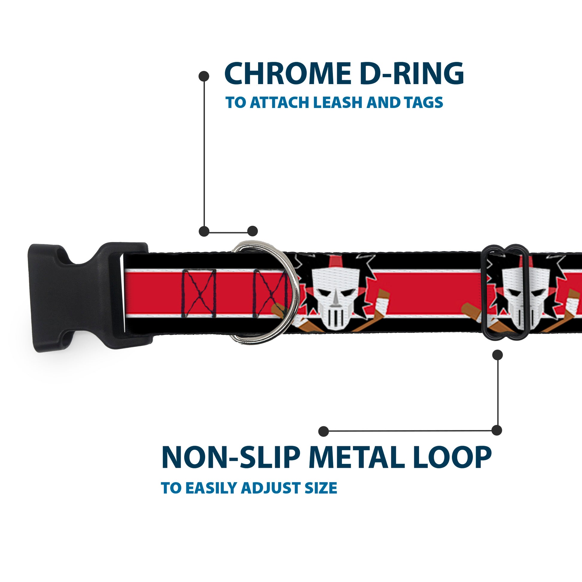 Plastic Clip Collar - Casey Jones Baseball & Hockey Stick CLOSE-UP Stripe Black/White/Red Plastic Clip Collars Teenage Mutant Ninja Turtles