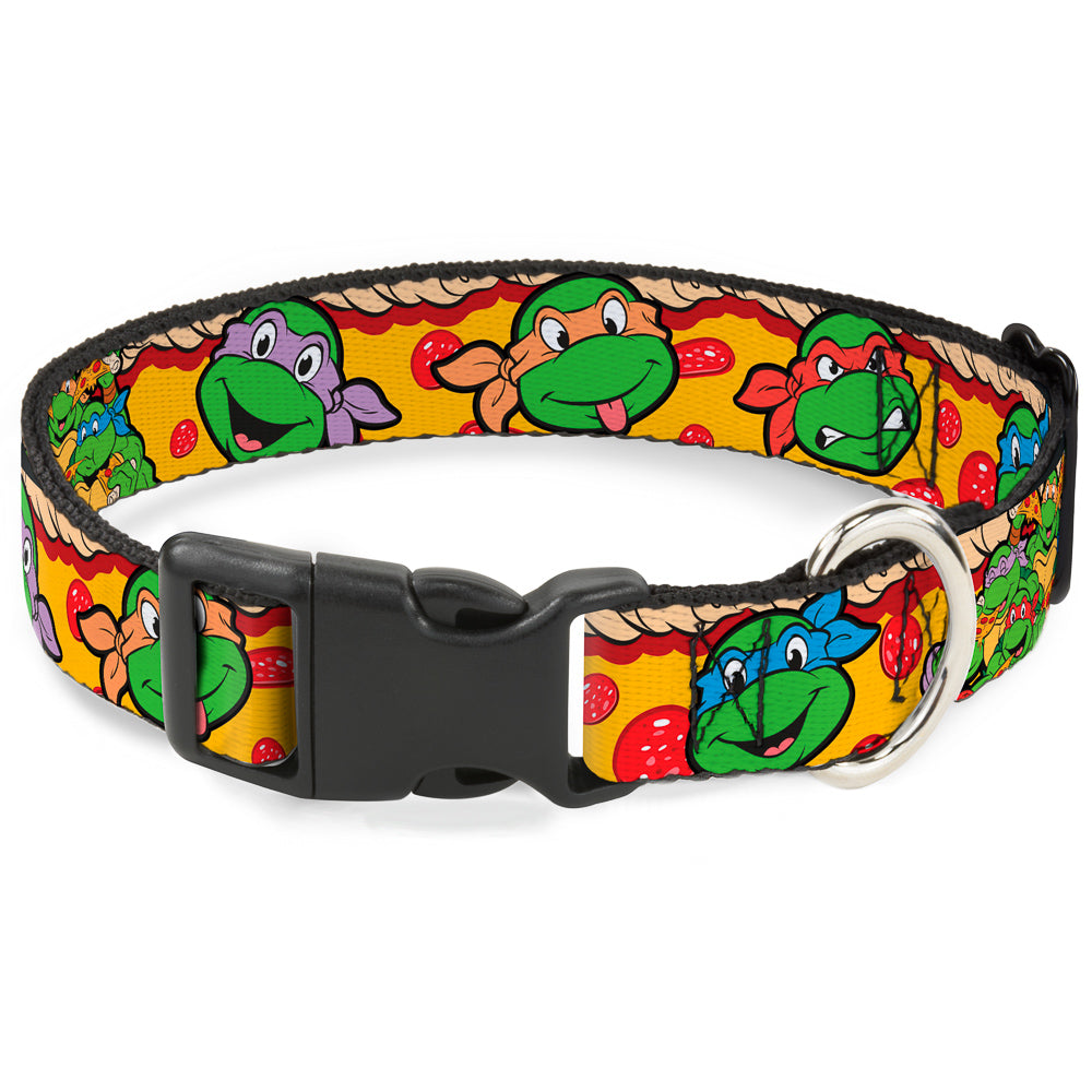 Plastic Clip Collar - Classic Teenage Mutant Ninja Turtles 4-Turtle Faces Pepperoni Pizza/Turtles Pose16 Plastic Clip Collars Teenage Mutant Ninja Turtles