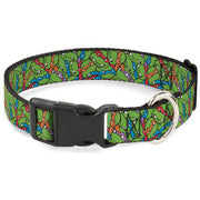 Plastic Clip Collar - Teenage Mutant Ninja Turtles Faces Stacked Green/Multi Color Plastic Clip Collars Teenage Mutant Ninja Turtles