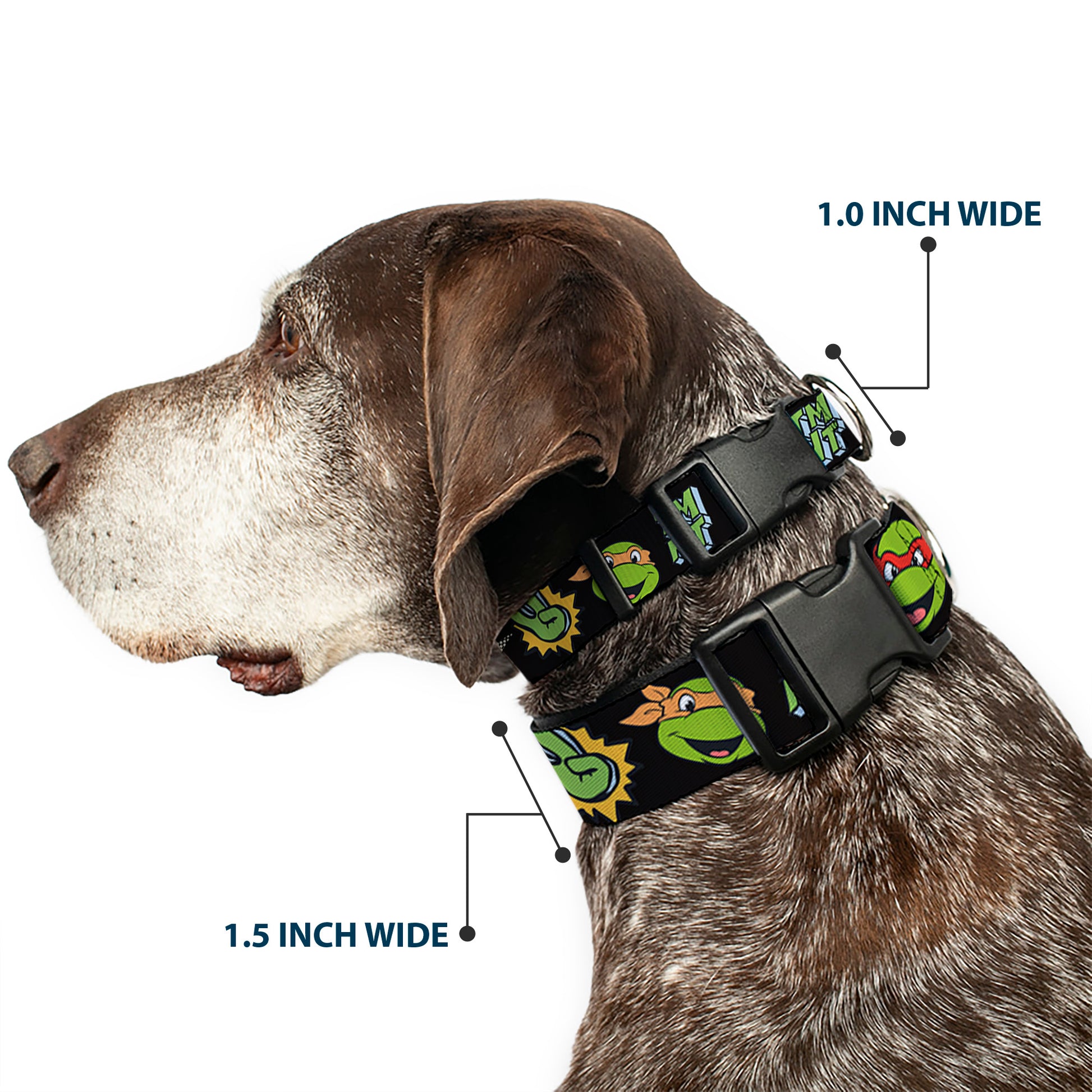 Plastic Clip Collar - Teenage Mutant Ninja Turtles Faces and Icons Black/Multi Color Plastic Clip Collars Teenage Mutant Ninja Turtles