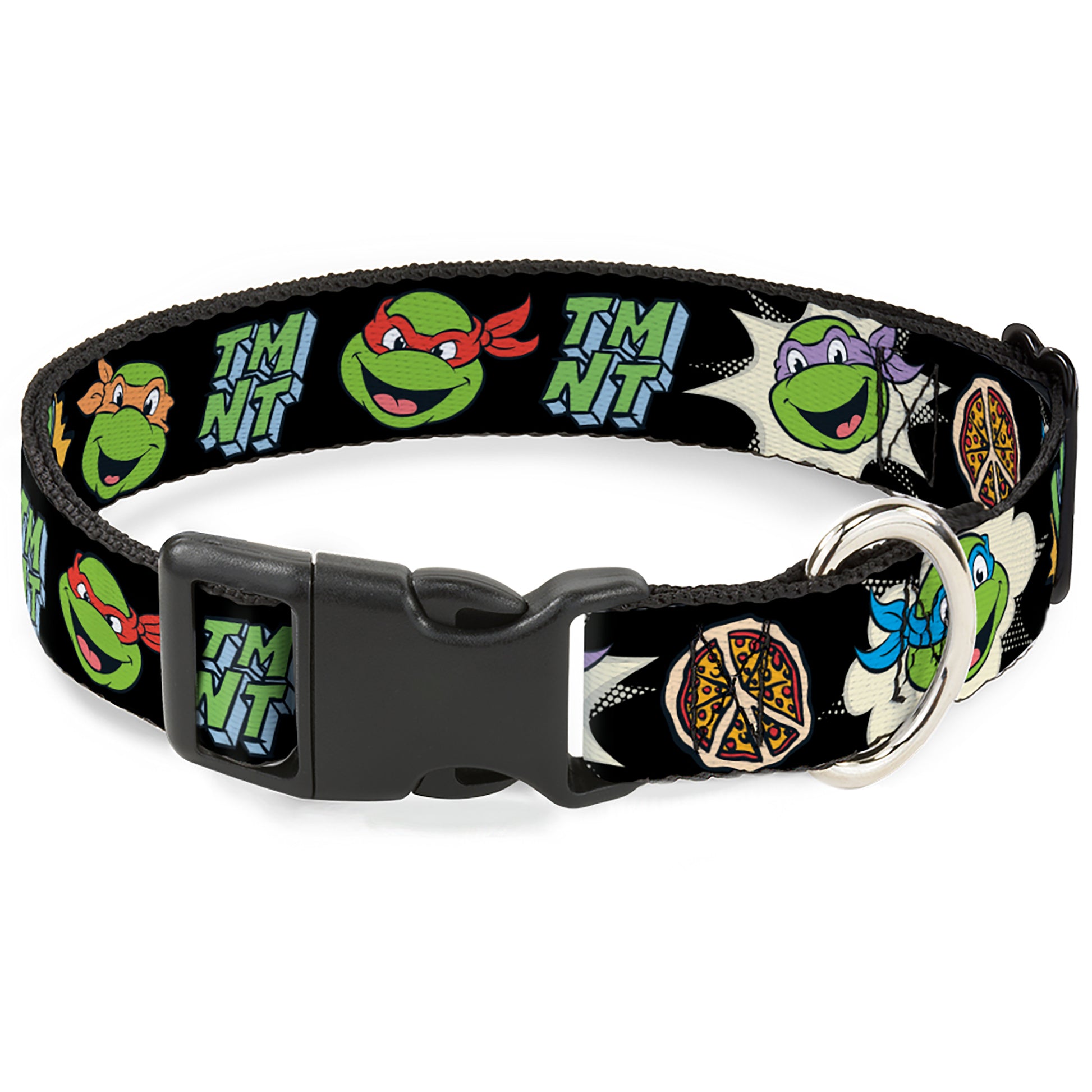 Plastic Clip Collar - Teenage Mutant Ninja Turtles Faces and Icons Black/Multi Color Plastic Clip Collars Teenage Mutant Ninja Turtles