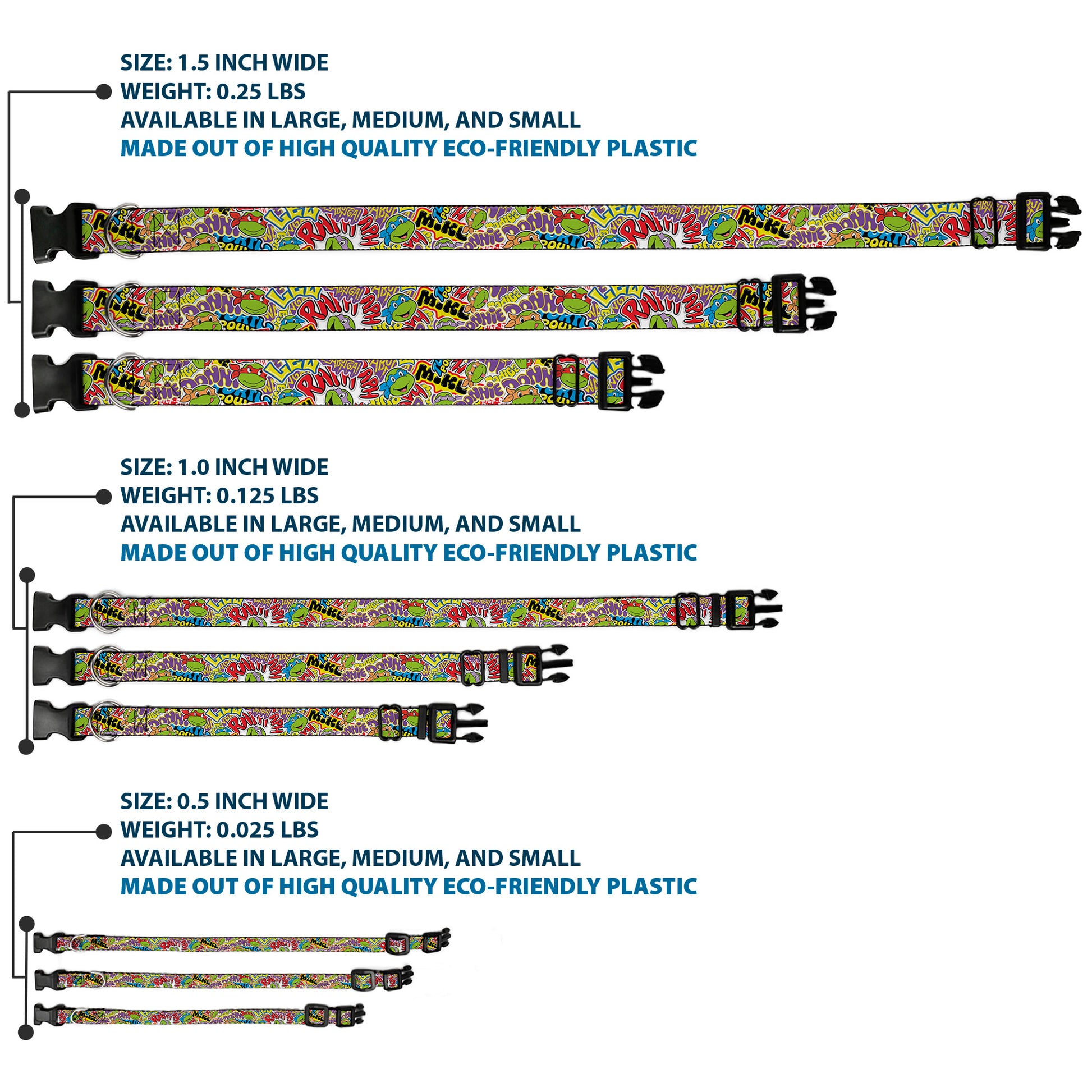 Plastic Clip Collar - Teenage Mutant Ninja Turtles Sticker Slaps Collage White/Multi Color Plastic Clip Collars Teenage Mutant Ninja Turtles