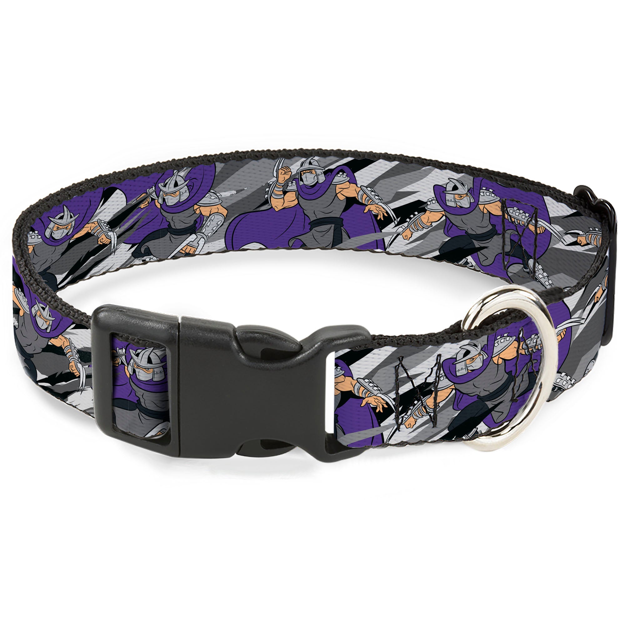 Plastic Clip Collar - Teenage Mutant Ninja Turtles Shredder Action Poses Grays/Purple Plastic Clip Collars Teenage Mutant Ninja Turtles