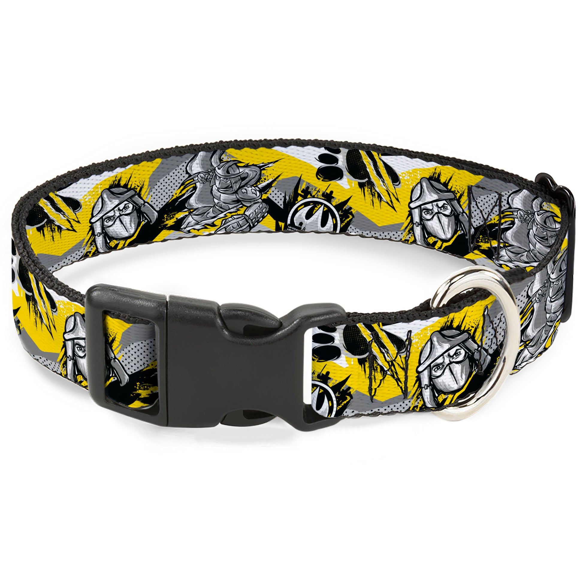 Plastic Clip Collar - Teenage Mutant Ninja Turtles Shredder Pose and Icons Grays/Yellow Plastic Clip Collars Teenage Mutant Ninja Turtles