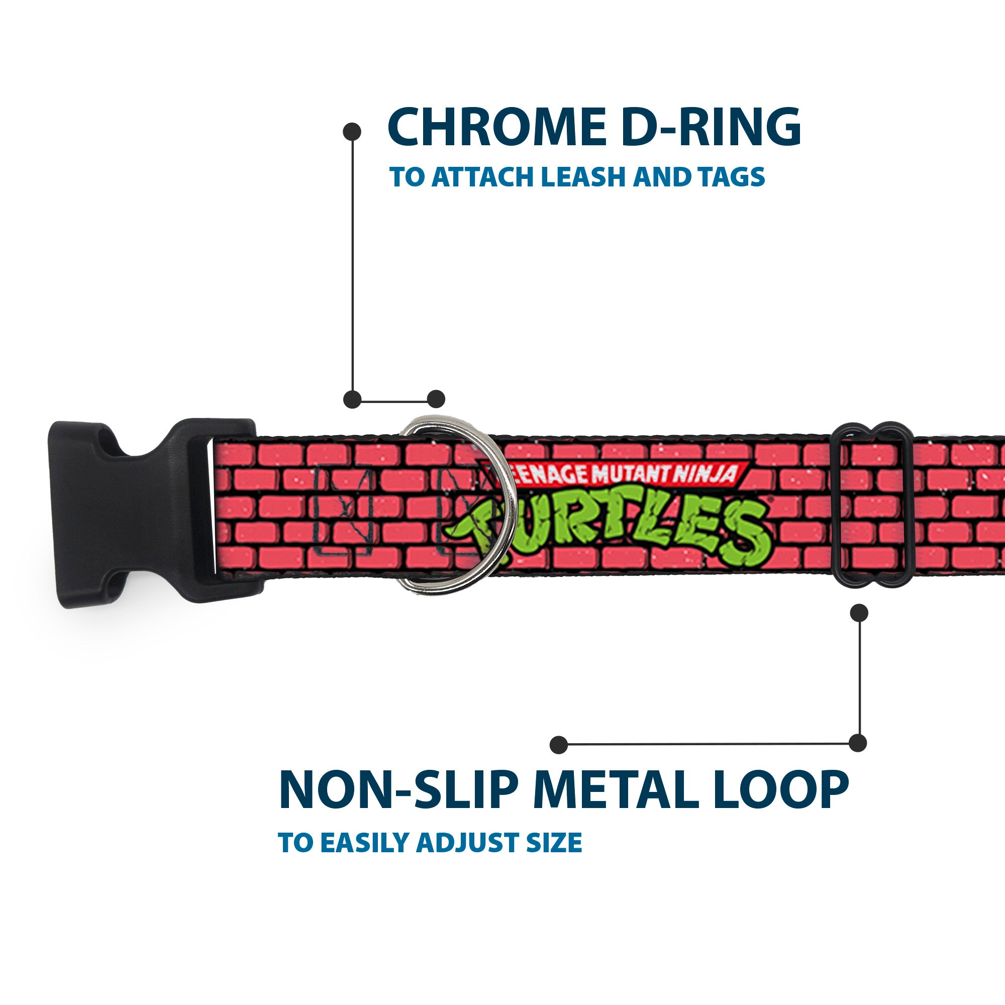 Plastic Clip Collar - TEENAGE MUTANT NINJA TURTLES Brick Title Logo Red Plastic Clip Collars Teenage Mutant Ninja Turtles