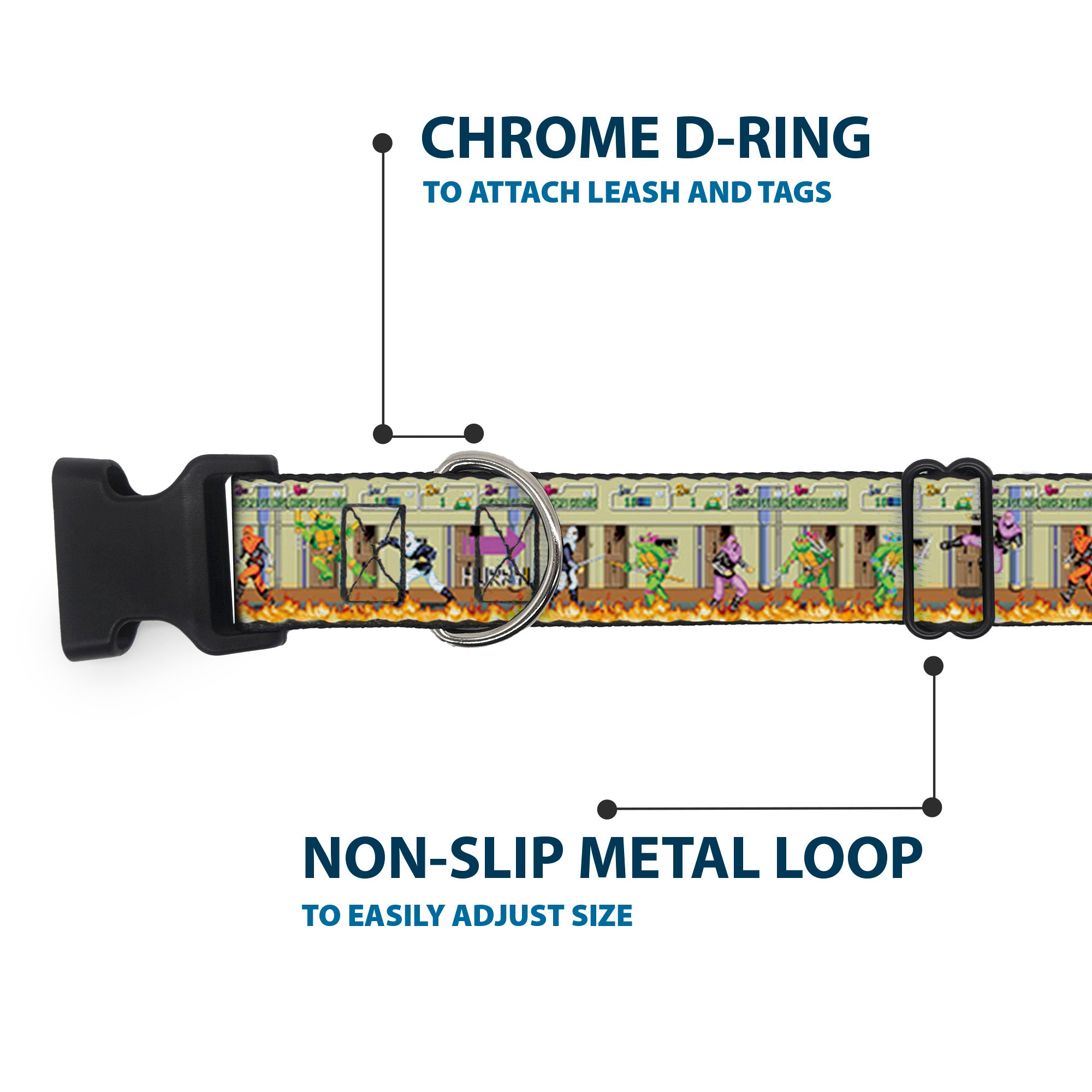 Plastic Clip Collar - Teenage Mutant Ninja Turtles Battle Foot Soldiers Ninjas Video Game Scene Tan Plastic Clip Collars Teenage Mutant Ninja Turtles