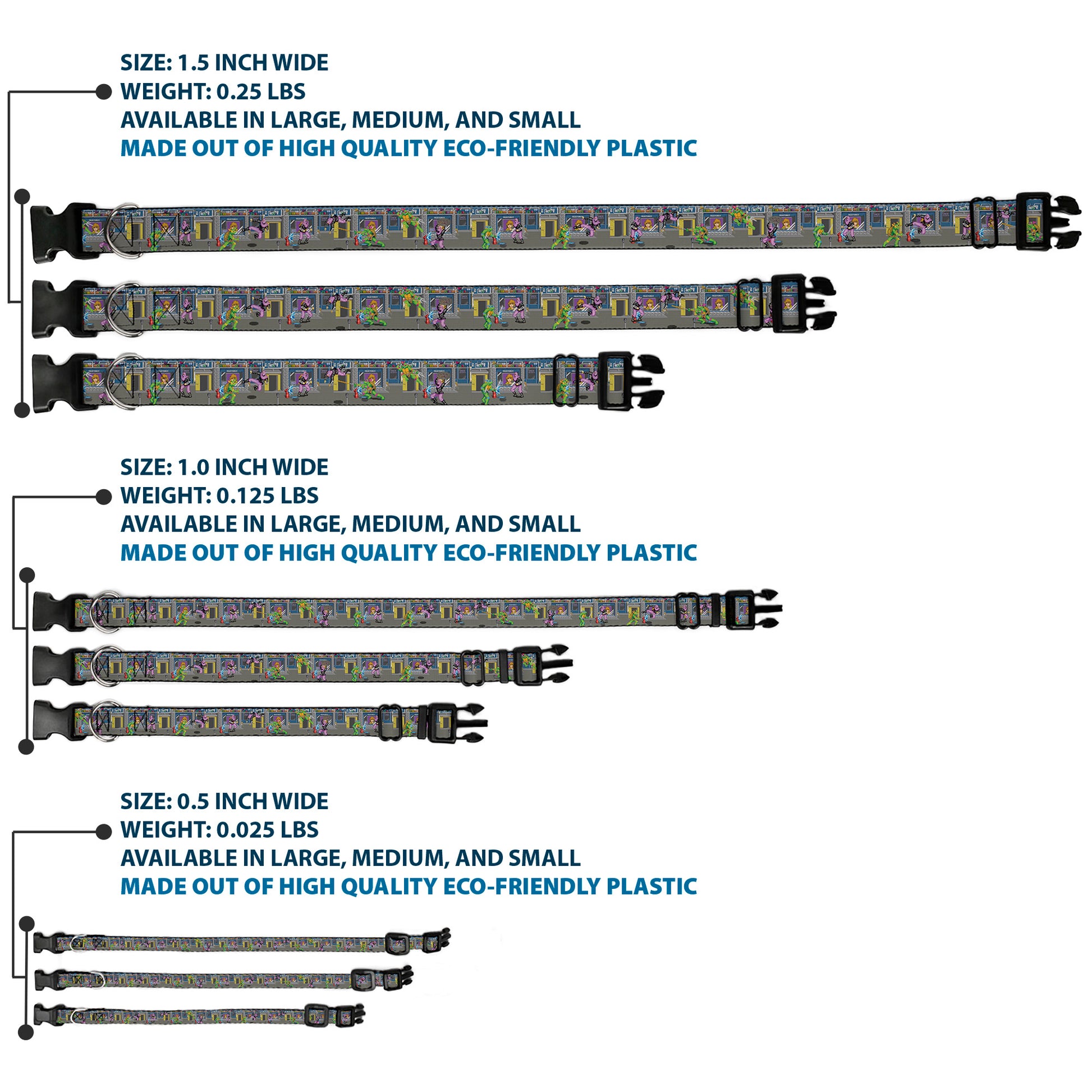 Plastic Clip Collar - Teenage Mutant Ninja Turtles Battle Purple Foot Soldier Ninja Video Game Scene Grays Plastic Clip Collars Teenage Mutant Ninja Turtles