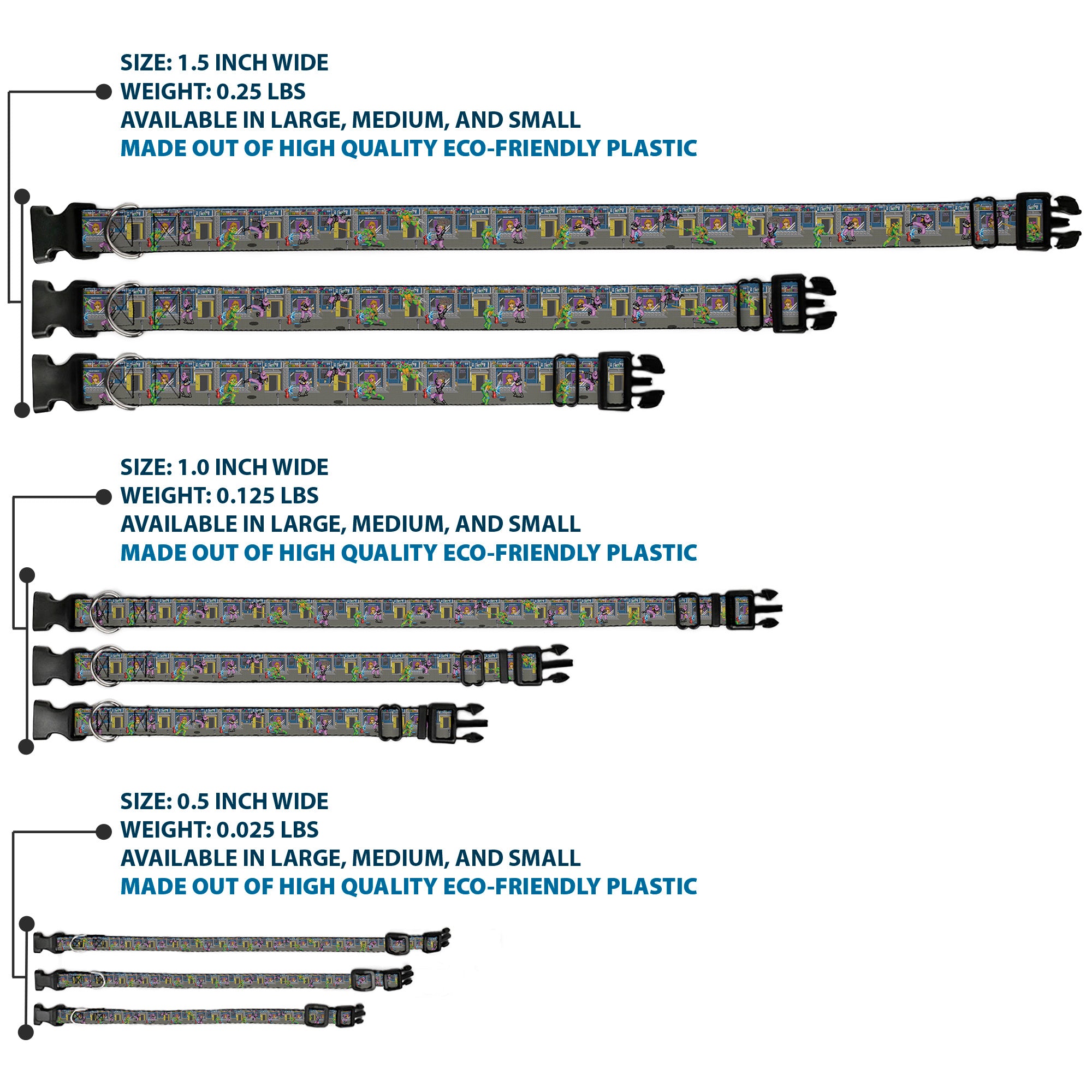 Plastic Clip Collar - Teenage Mutant Ninja Turtles Battle Purple Foot Soldier Ninja Video Game Scene Grays Plastic Clip Collars Teenage Mutant Ninja Turtles