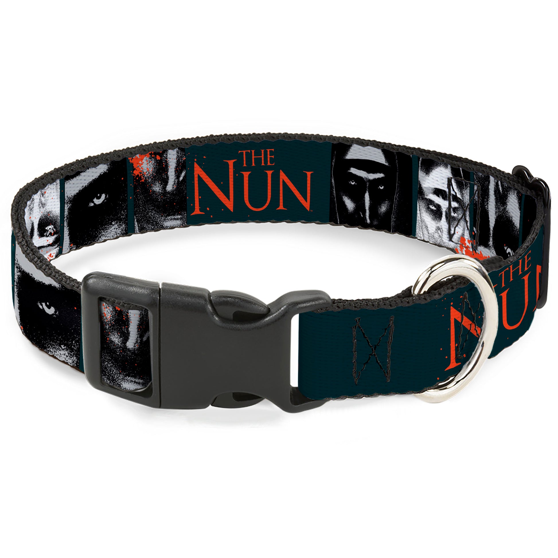 Plastic Clip Collar - THE NUN Demon Nun Valak Pose Blocks and Title Logo Blue/Red/White Plastic Clip Collars The Nun