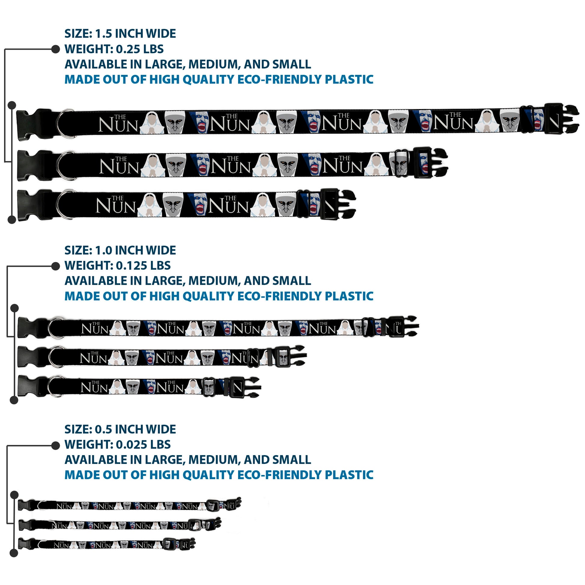 Plastic Clip Collar - THE NUN Sister Irene and Demon Nun Valak Icons with Title Logo Black/White Plastic Clip Collars The Nun