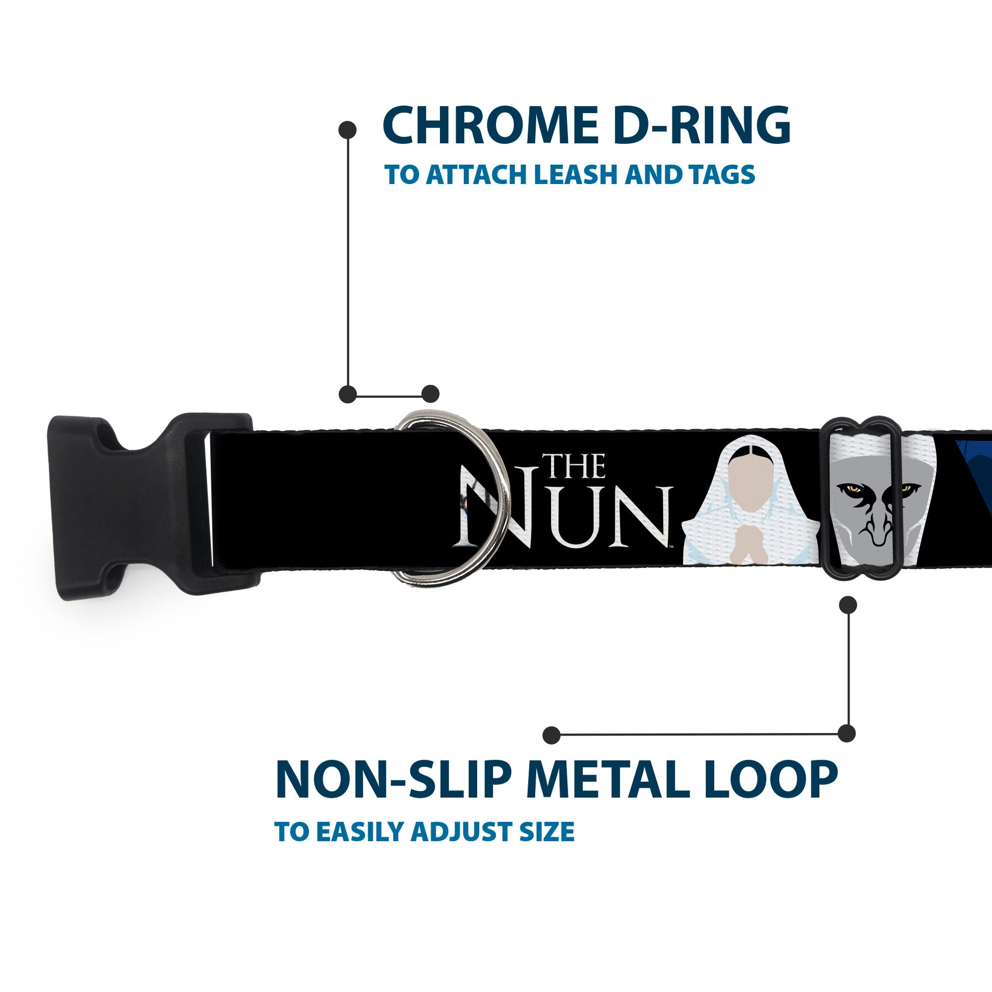 Plastic Clip Collar - THE NUN Sister Irene and Demon Nun Valak Icons with Title Logo Black/White Plastic Clip Collars The Nun