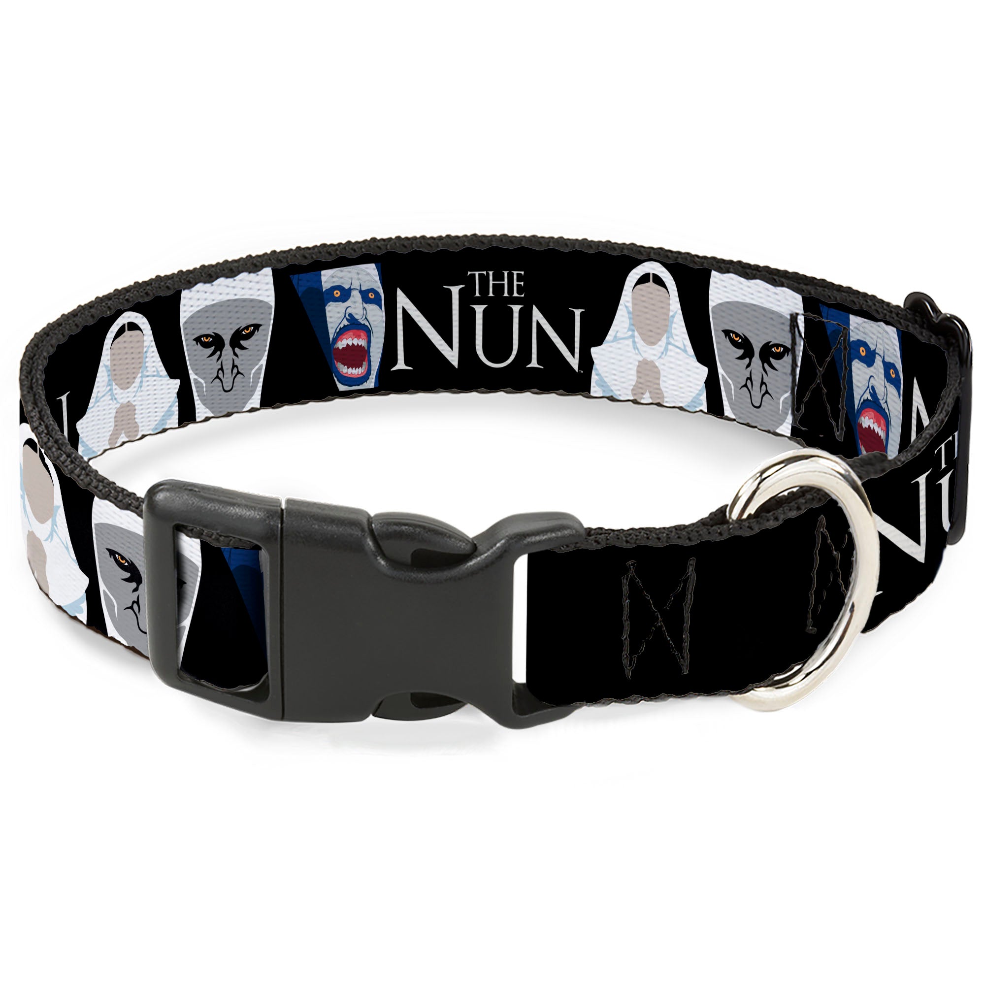 Plastic Clip Collar - THE NUN Sister Irene and Demon Nun Valak Icons with Title Logo Black/White Plastic Clip Collars The Nun