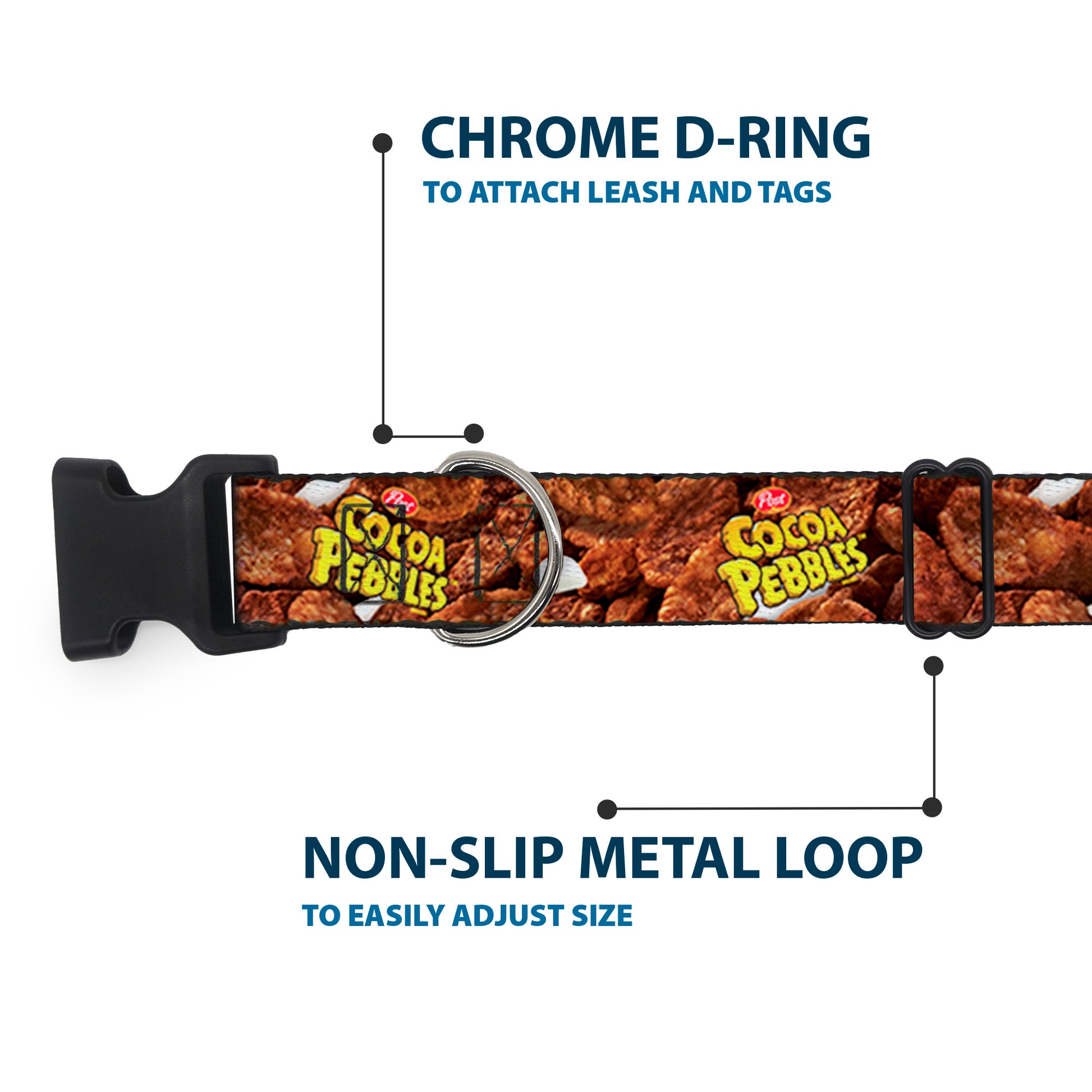 Plastic Clip Collar - POST COCOA PEBBLES Logo and Vivid Cereal Browns Plastic Clip Collars The Flintstones