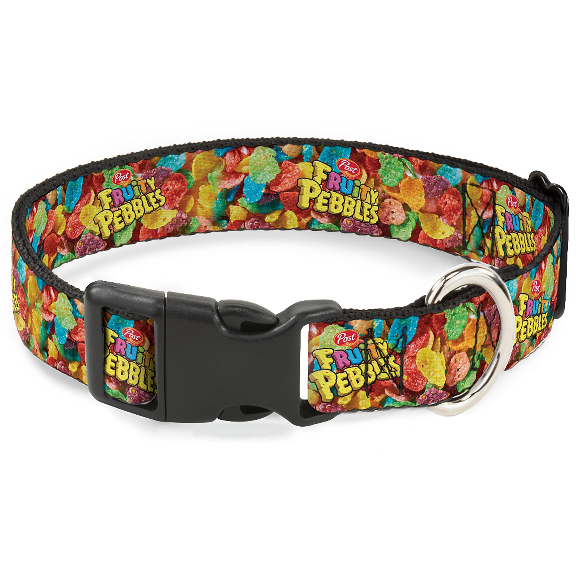 Plastic Clip Collar - POST FRUITY PEBBLES Logo and Vivid Cereal Multi Color Plastic Clip Collars The Flintstones