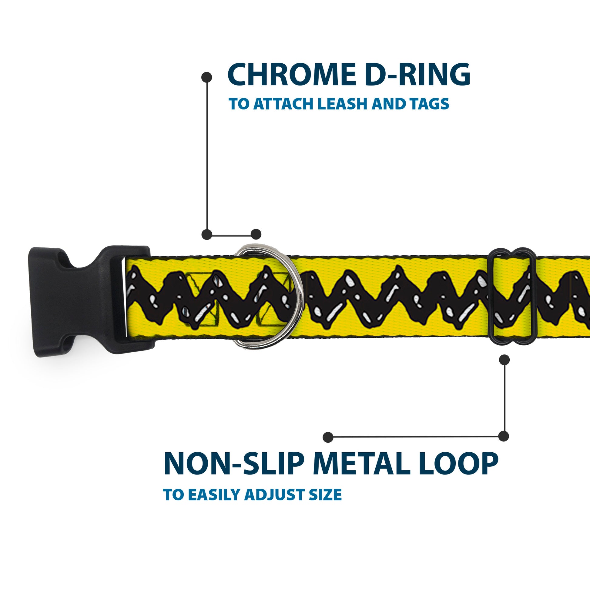 Plastic Clip Collar - Peanuts Charlie Brown Zig Zag Stripe Yellow/Black Plastic Clip Collars Peanuts