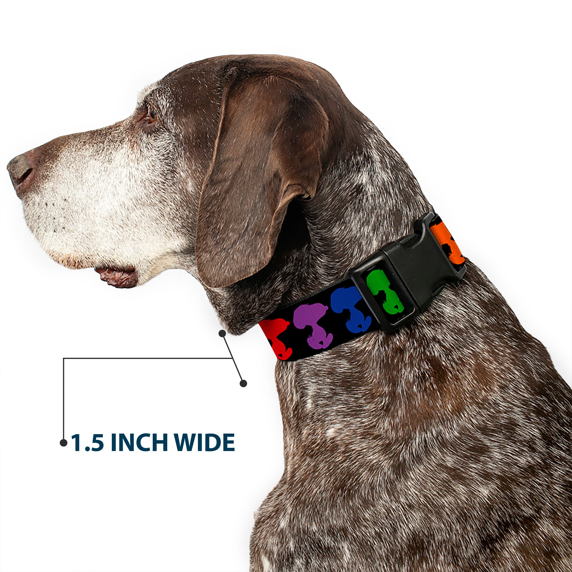 Plastic Clip Collar - Peanuts Snoopy Silhoutte Pose Black/Rainbow Multi Color Plastic Clip Collars Peanuts