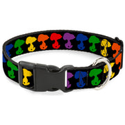 Plastic Clip Collar - Peanuts Snoopy Silhoutte Pose Black/Rainbow Multi Color Plastic Clip Collars Peanuts